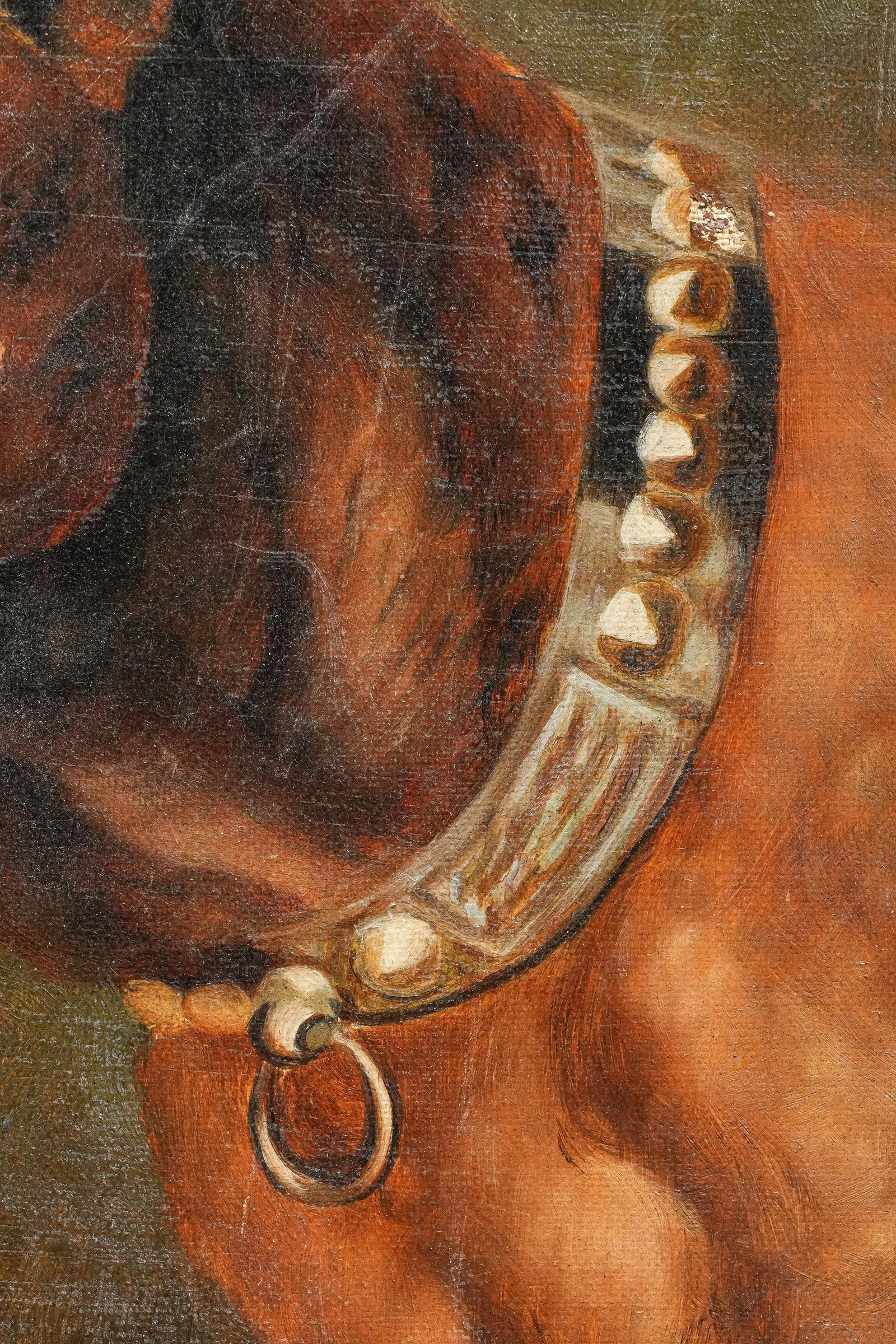 Captivating Detailed Portrait of Pit Bull Dog Pet Antique Framed Oil Painting Wall Home Decor - 7