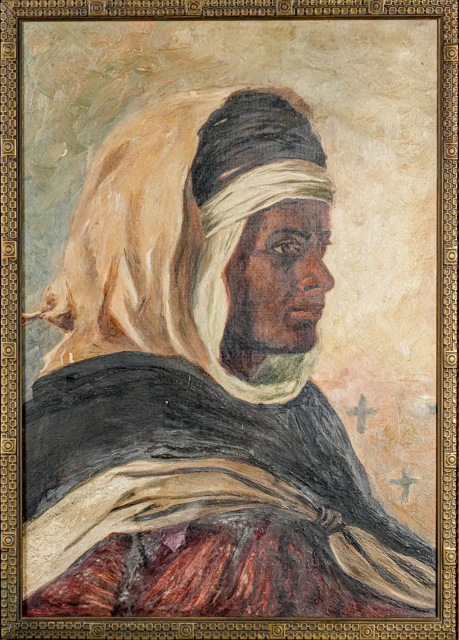 Incredible Orientalist Style Antique Framed Oil Painting of Arab Man Bohemian - 2