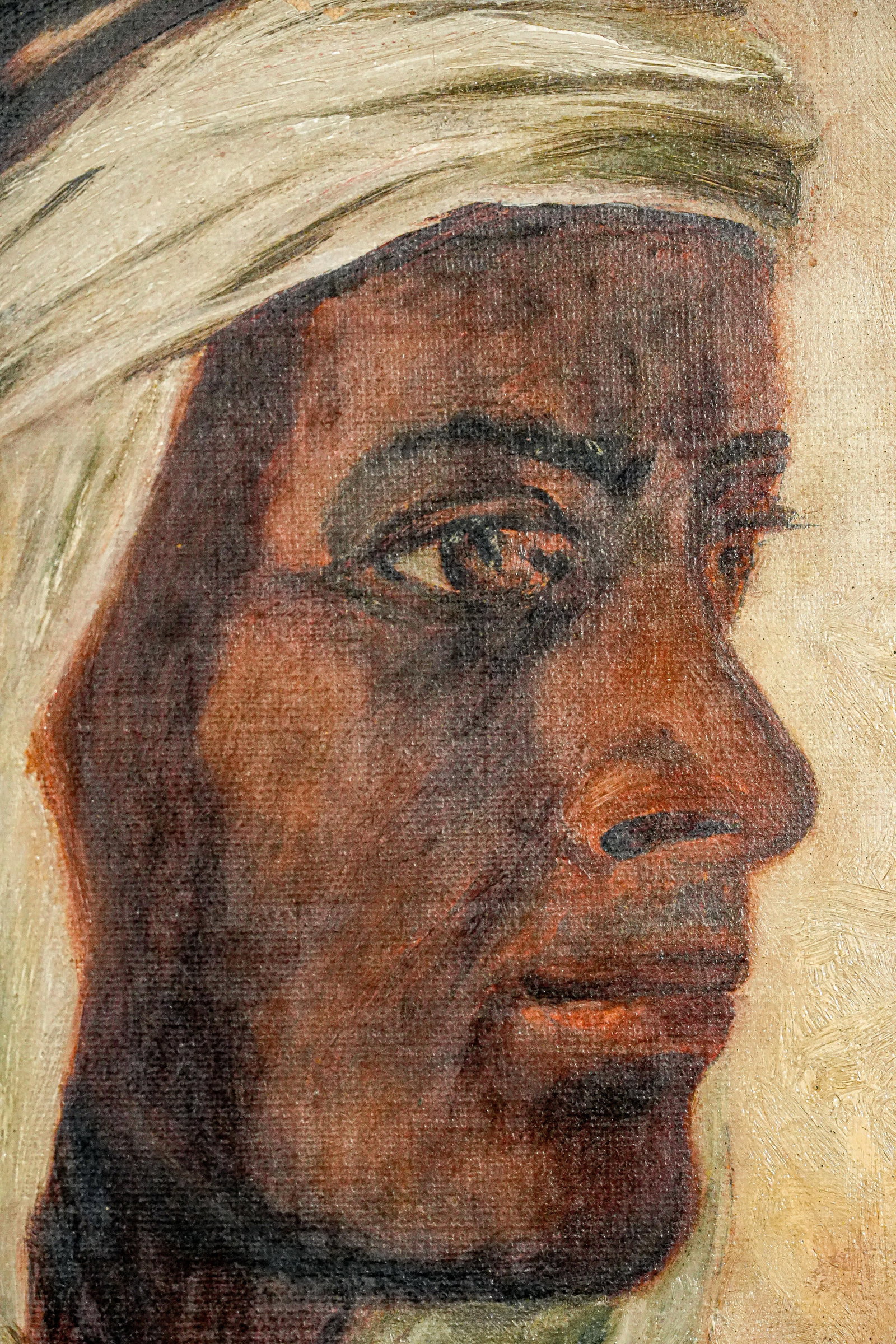Incredible Orientalist Style Antique Framed Oil Painting of Arab Man Bohemian - 4