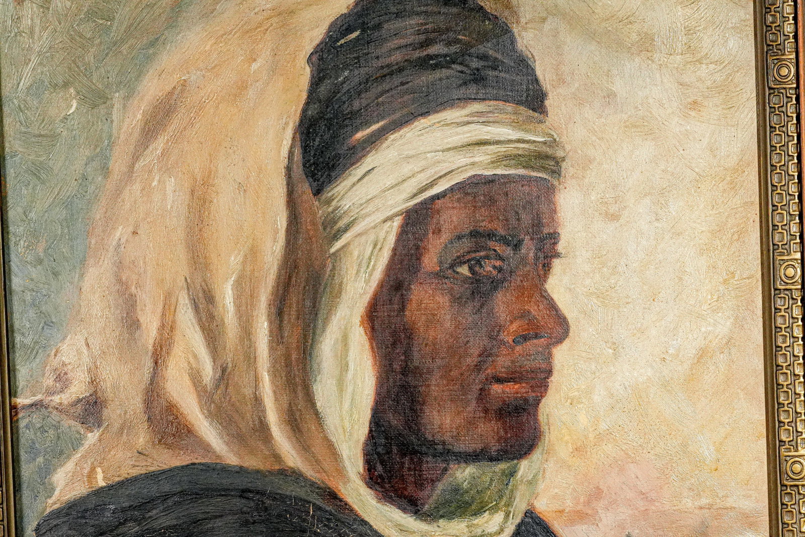 Incredible Orientalist Style Antique Framed Oil Painting of Arab Man Bohemian - 5