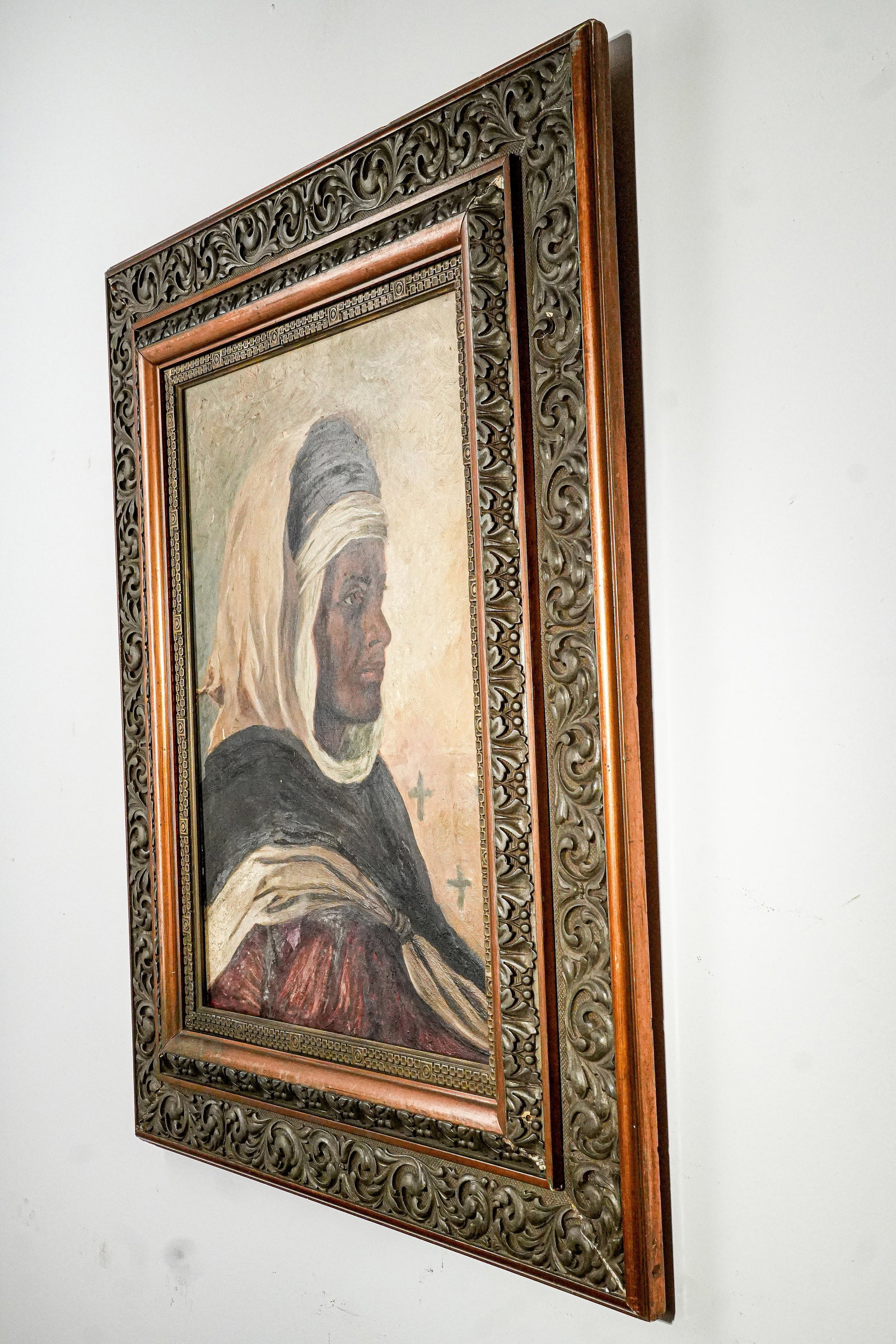 Incredible Orientalist Style Antique Framed Oil Painting of Arab Man Bohemian - 9