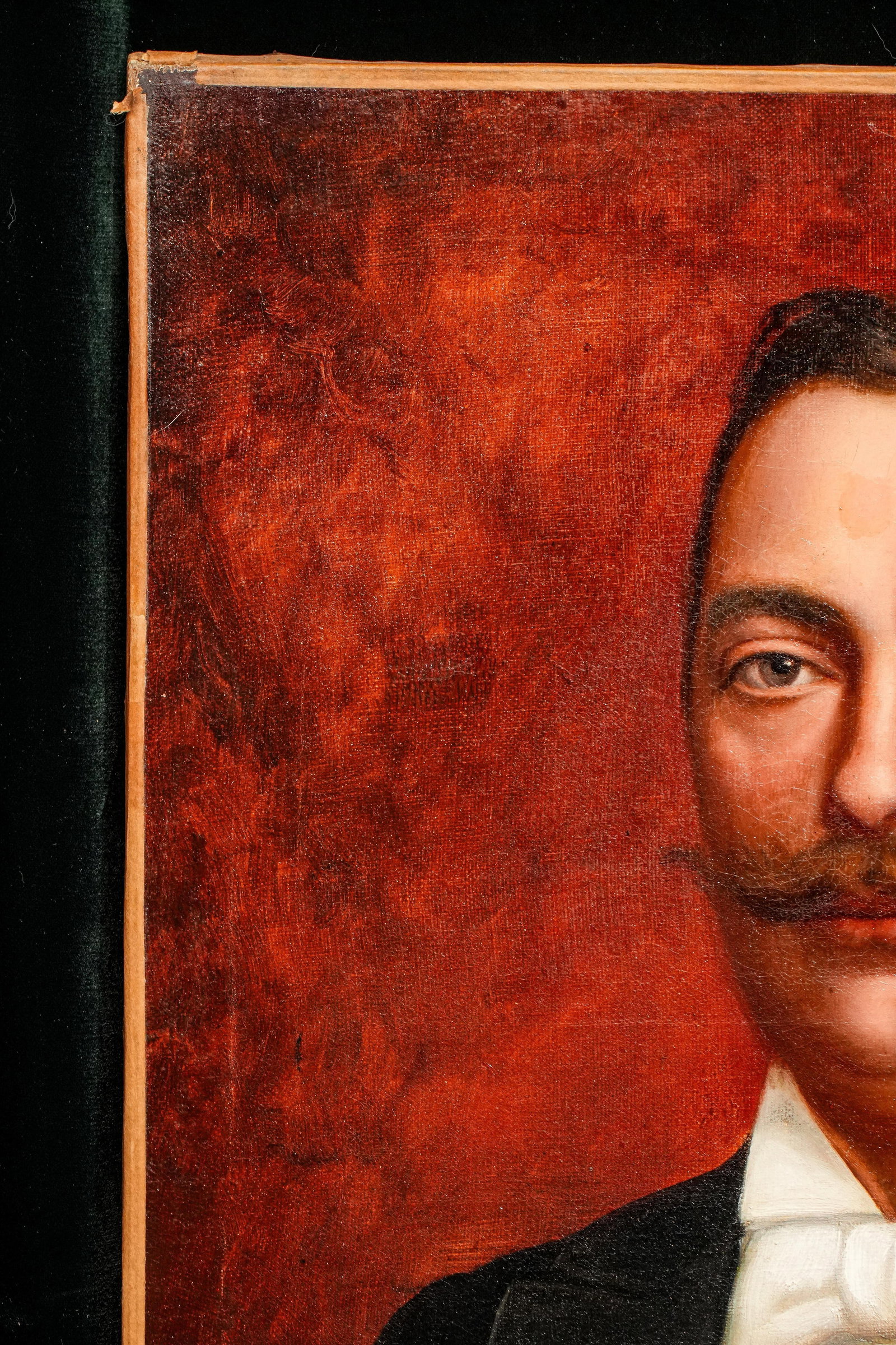 Refined Formal Victorian Era Tuxedo Gentleman Antique French Oil Painting on Canvas - 10