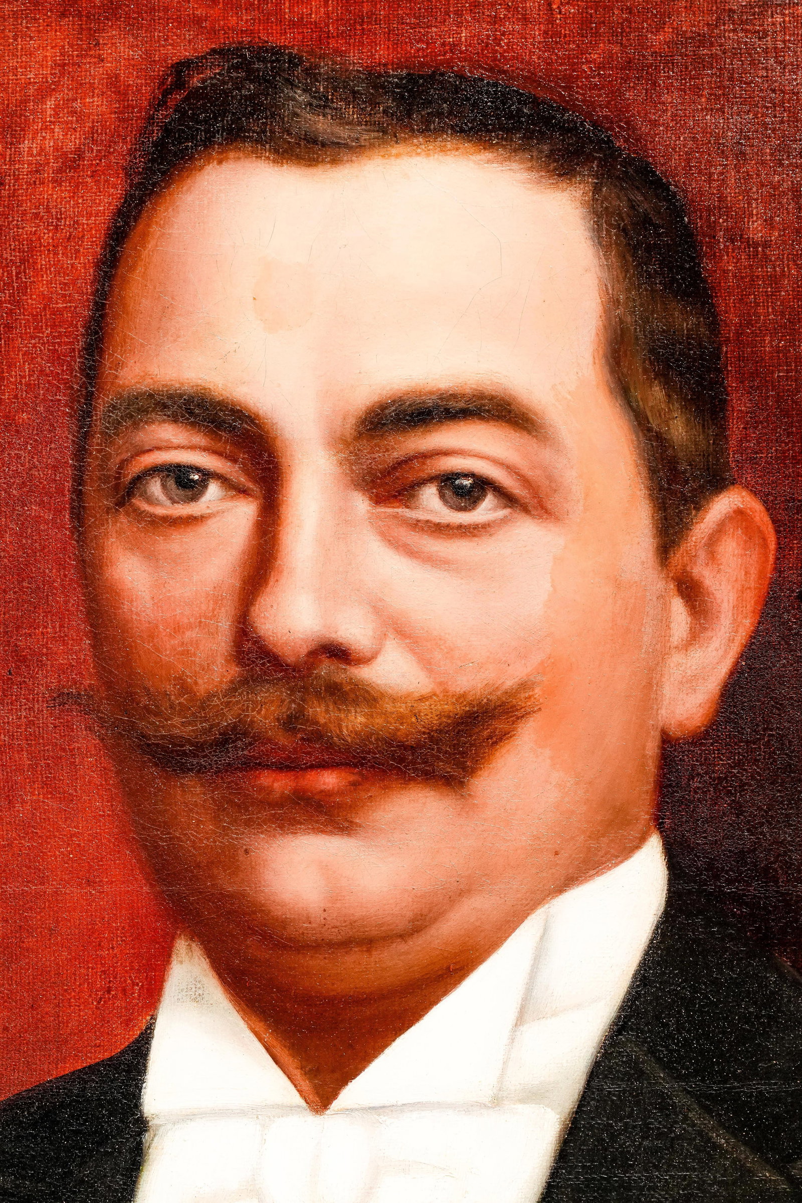 Refined Formal Victorian Era Tuxedo Gentleman Antique French Oil Painting on Canvas - 3