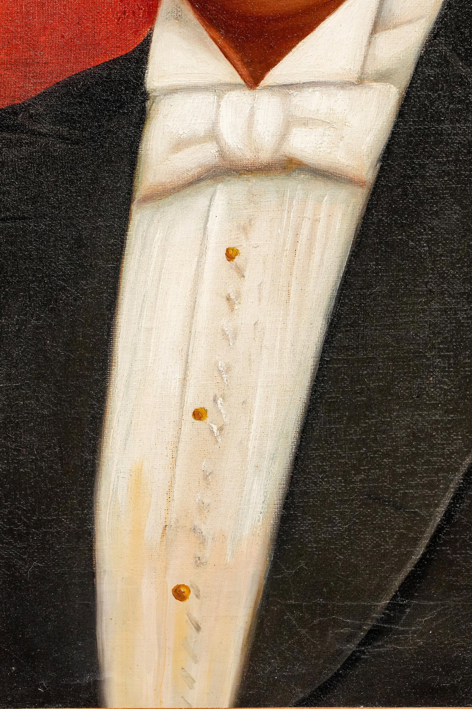 Refined Formal Victorian Era Tuxedo Gentleman Antique French Oil Painting on Canvas - 8