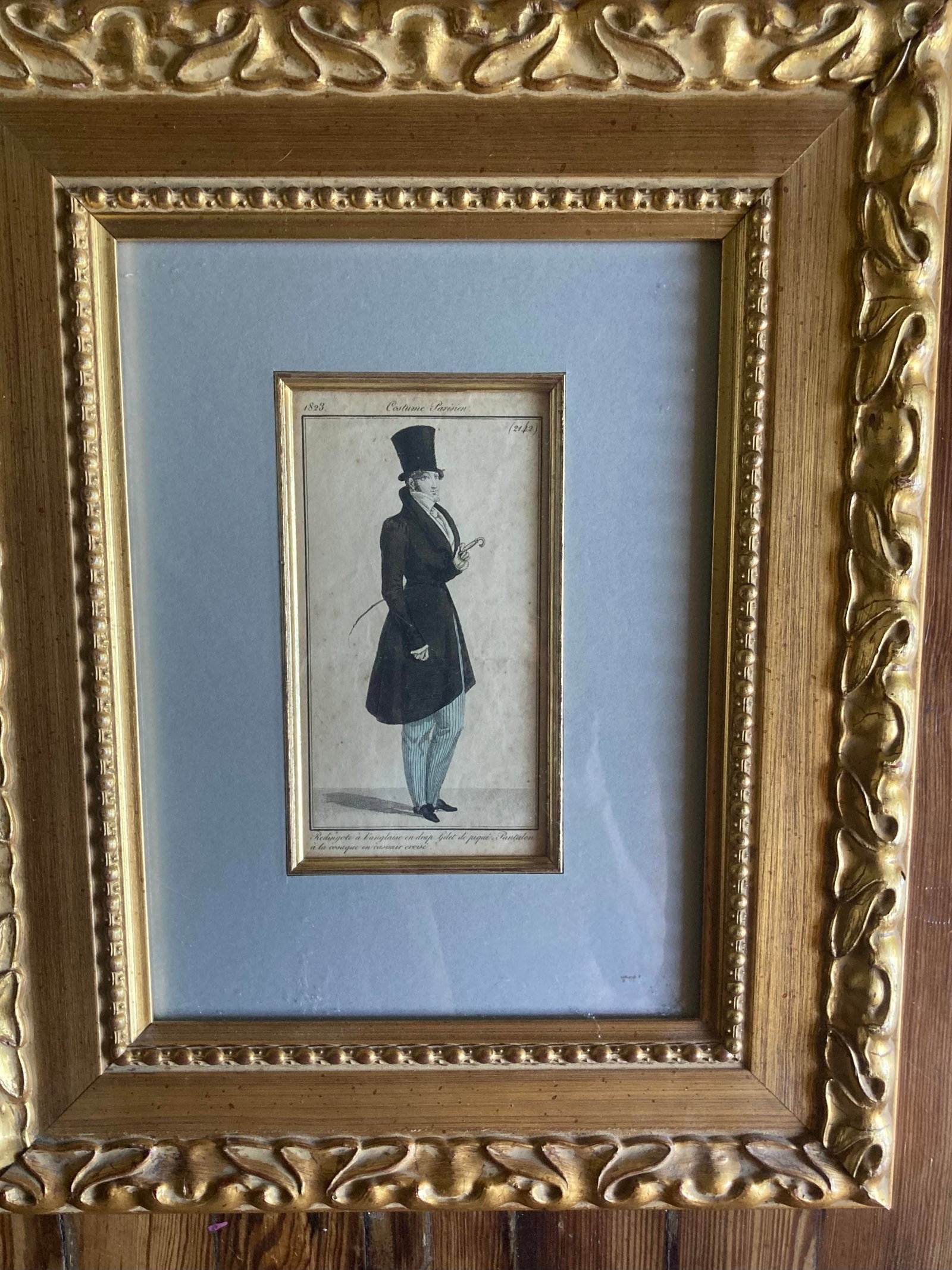 Set of Original 19th Century Framed and Matted French Men's Fashion Prints in Color - Set of 5 - 2