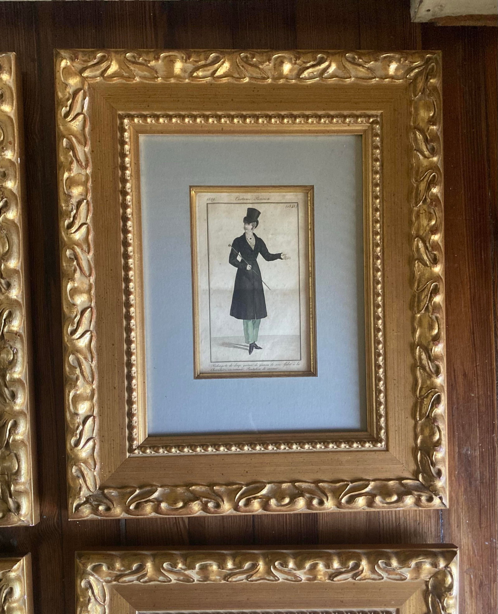 Set of Original 19th Century Framed and Matted French Men's Fashion Prints in Color - Set of 5 - 3