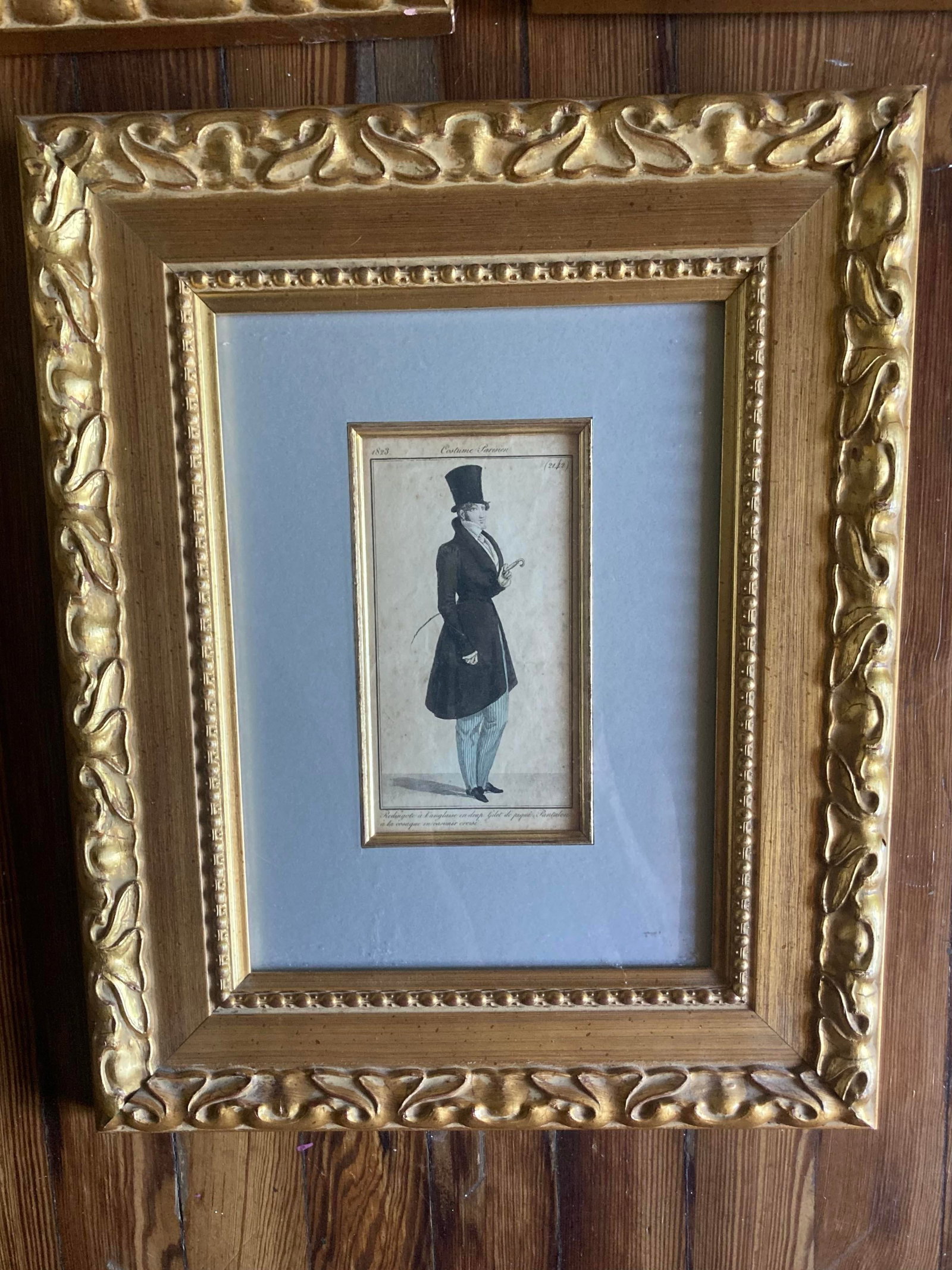 Set of Original 19th Century Framed and Matted French Men's Fashion Prints in Color - Set of 5 - 4