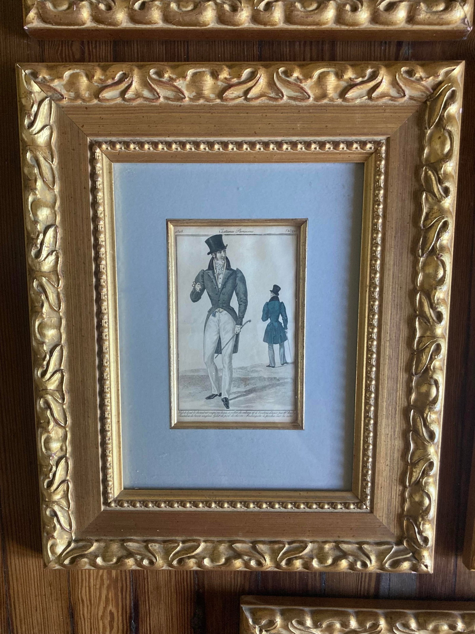 Set of Original 19th Century Framed and Matted French Men's Fashion Prints in Color - Set of 5 - 5