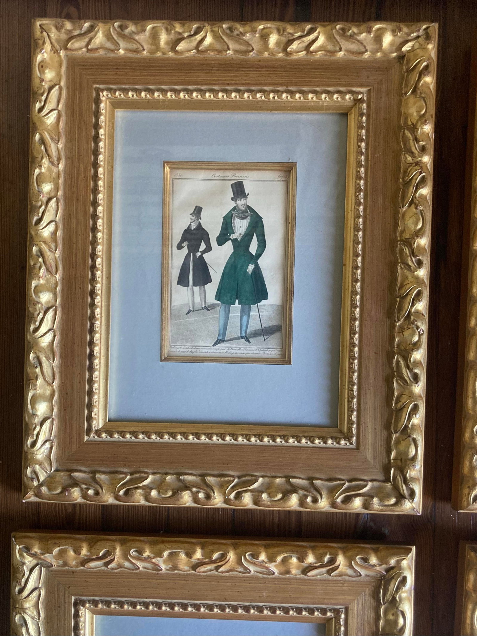 Set of Original 19th Century Framed and Matted French Men's Fashion Prints in Color - Set of 5 - 6