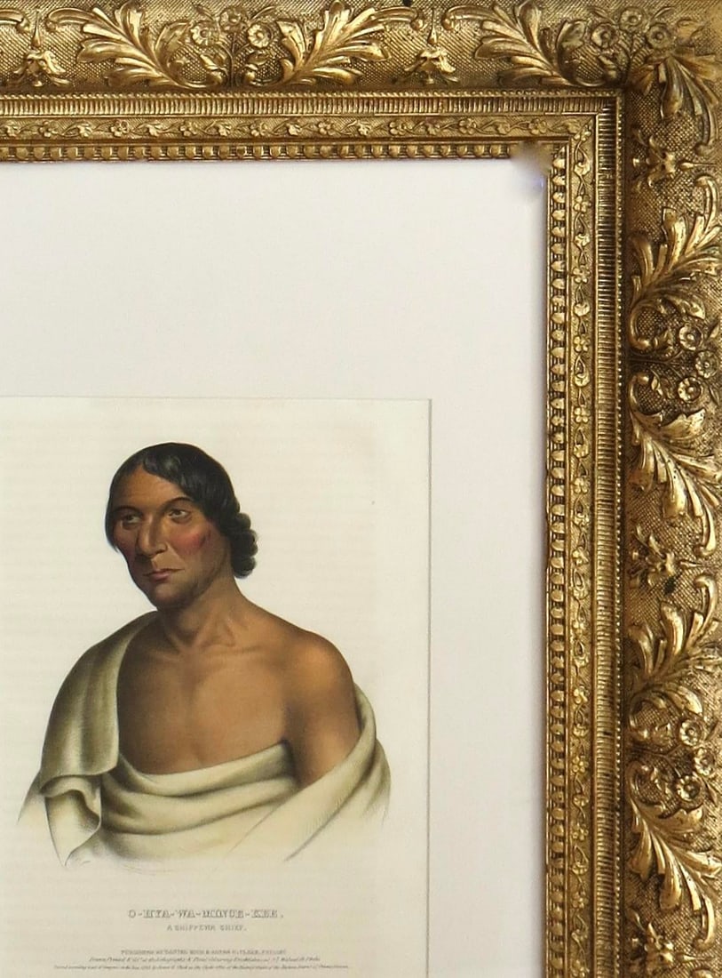 O-Hya-Wa-Mince-Kee, Chippewa Chief" McKenney & Hall Hand Painted Litho c.1843 - 8