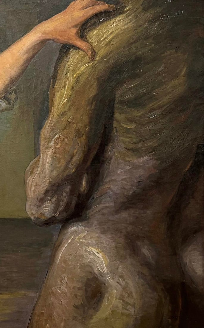 Oscar Matthiesen (1861-1957) "Sculpting the Nude," Monumental Danish Oil Painting - 3