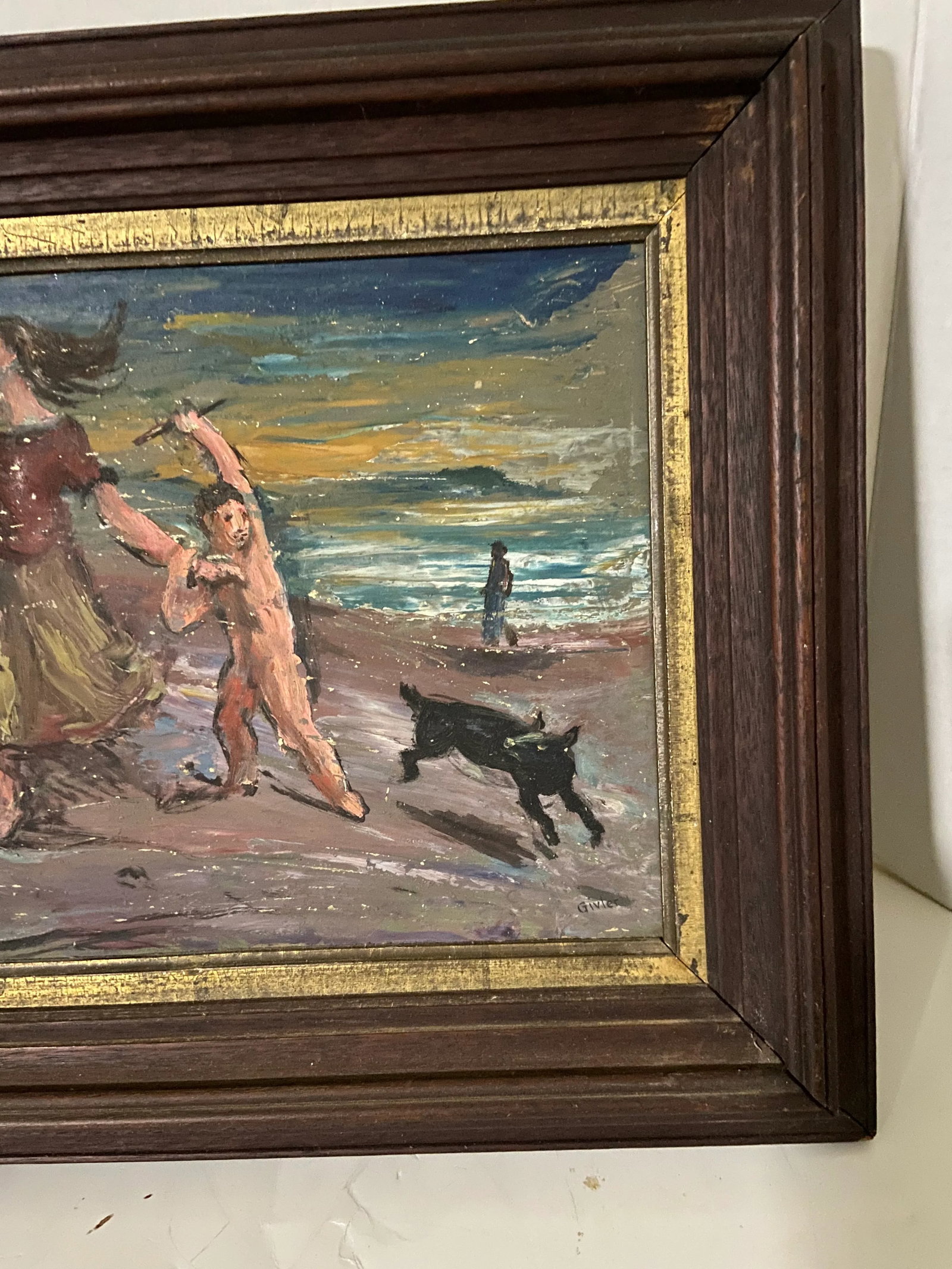Early 20th Century "Nude on the Beach" Expressionist Figurative Oil Painting - 4