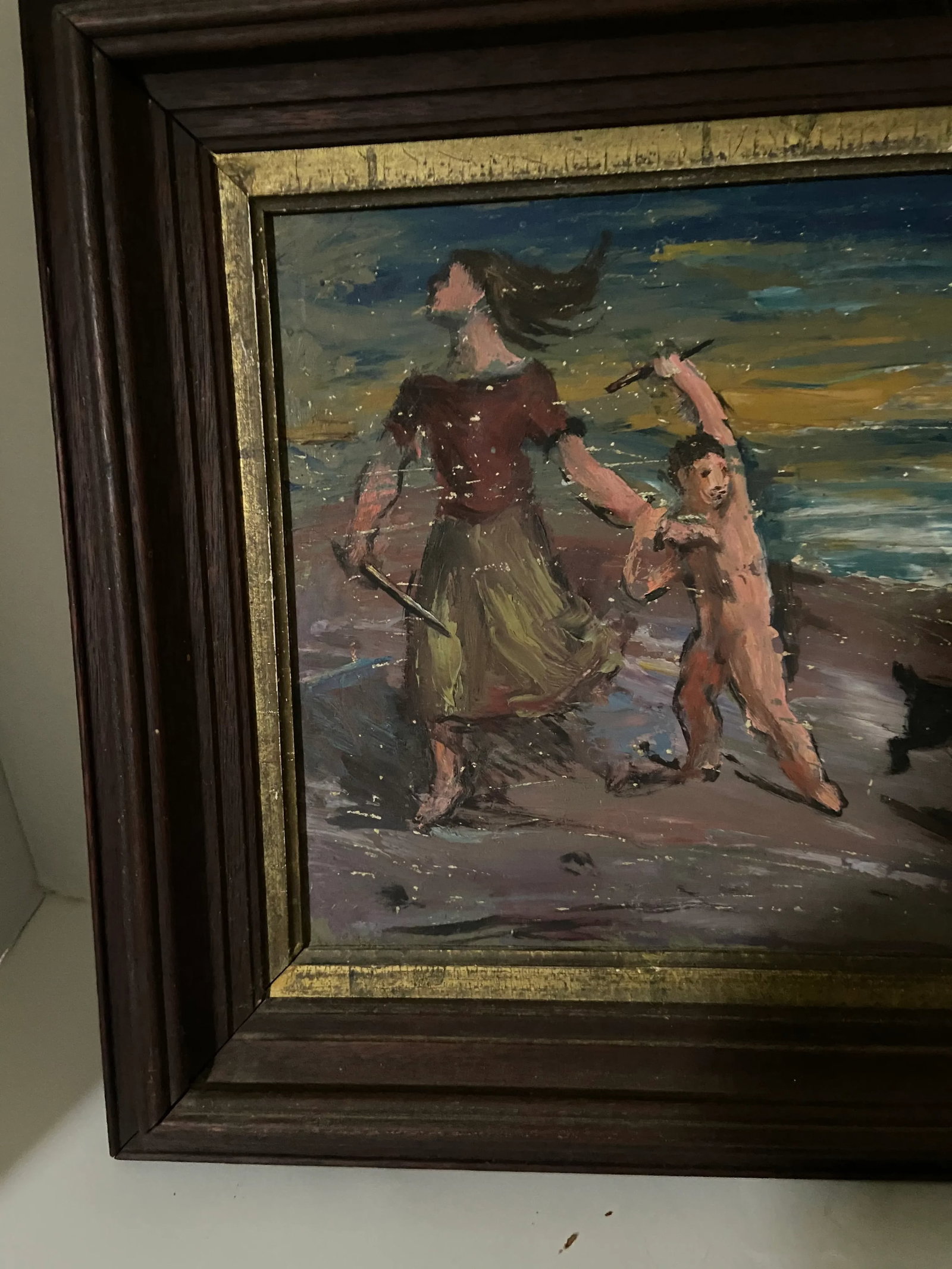 Early 20th Century "Nude on the Beach" Expressionist Figurative Oil Painting - 5