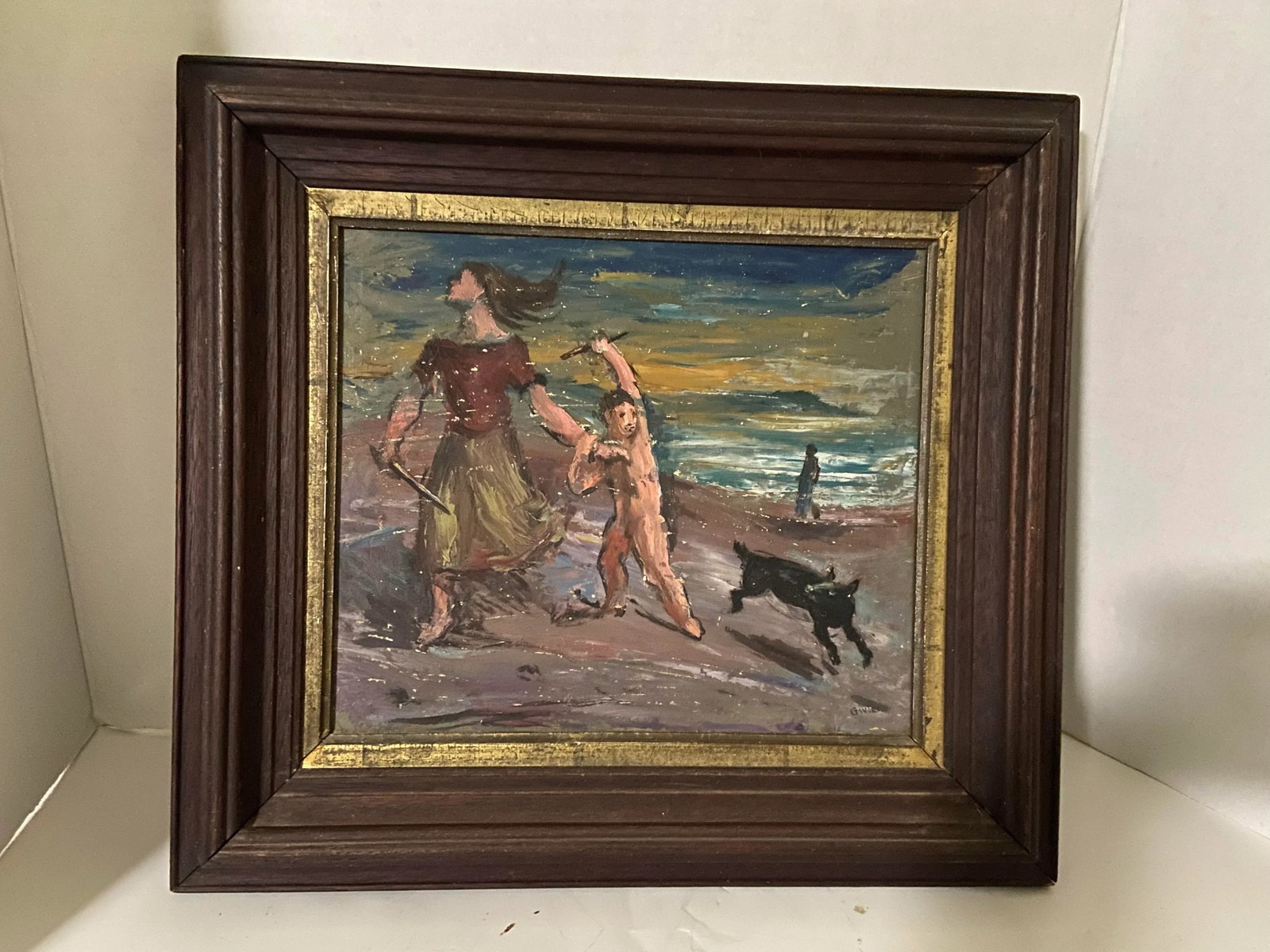 Early 20th Century "Nude on the Beach" Expressionist Figurative Oil Painting - 8