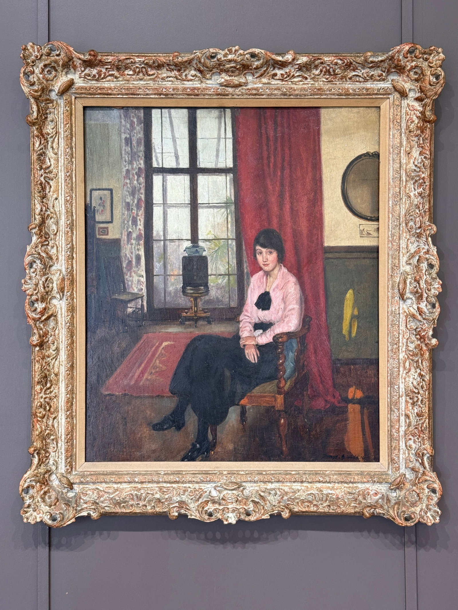 Early 20th Century Oil Portrait of a Young Lady, Dated 1914 - 2