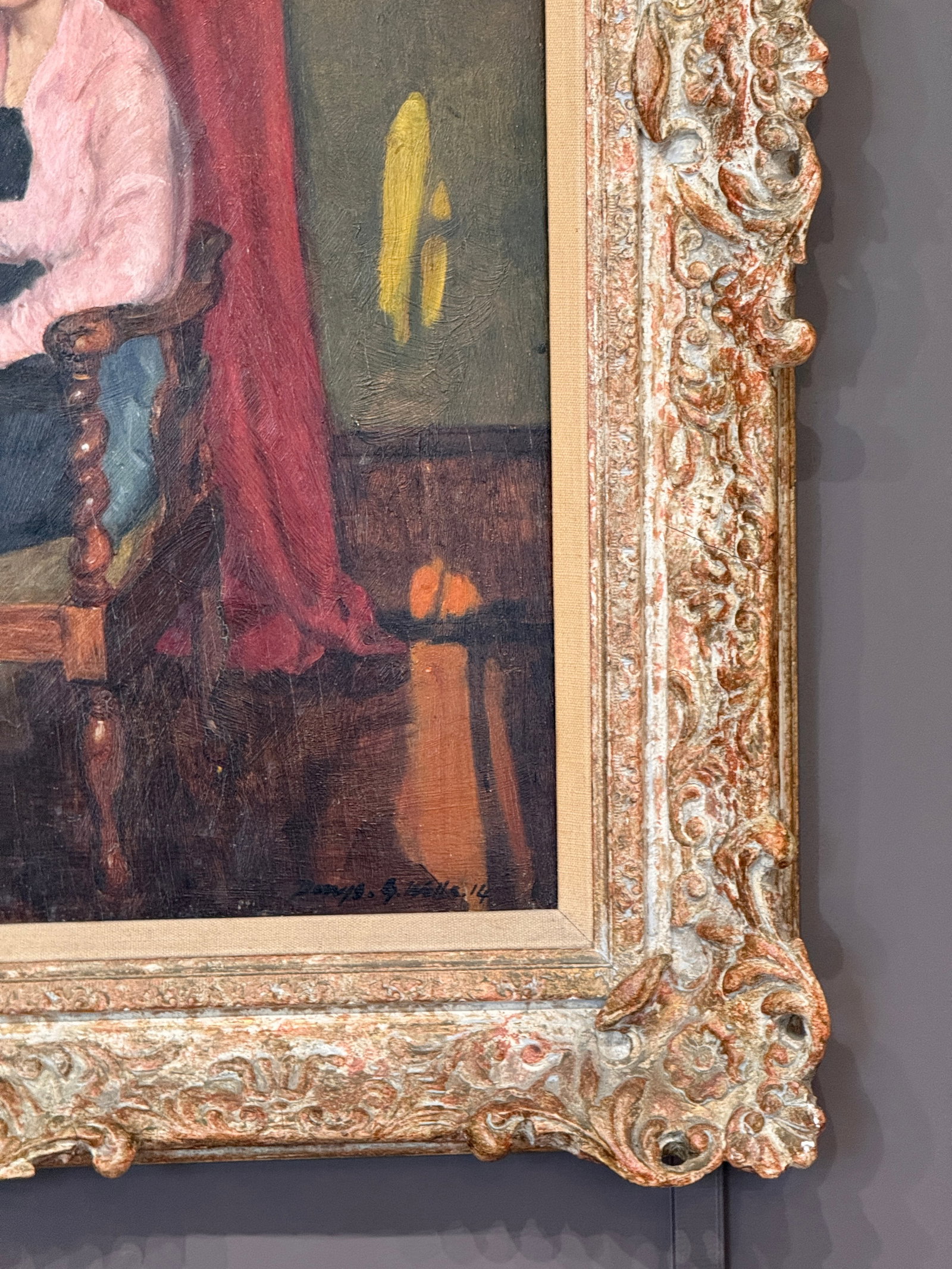 Early 20th Century Oil Portrait of a Young Lady, Dated 1914 - 4