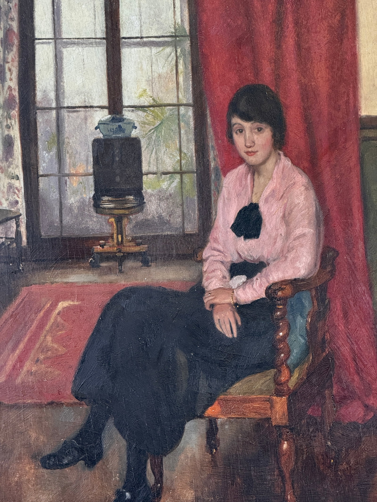 Early 20th Century Oil Portrait of a Young Lady, Dated 1914 - 5