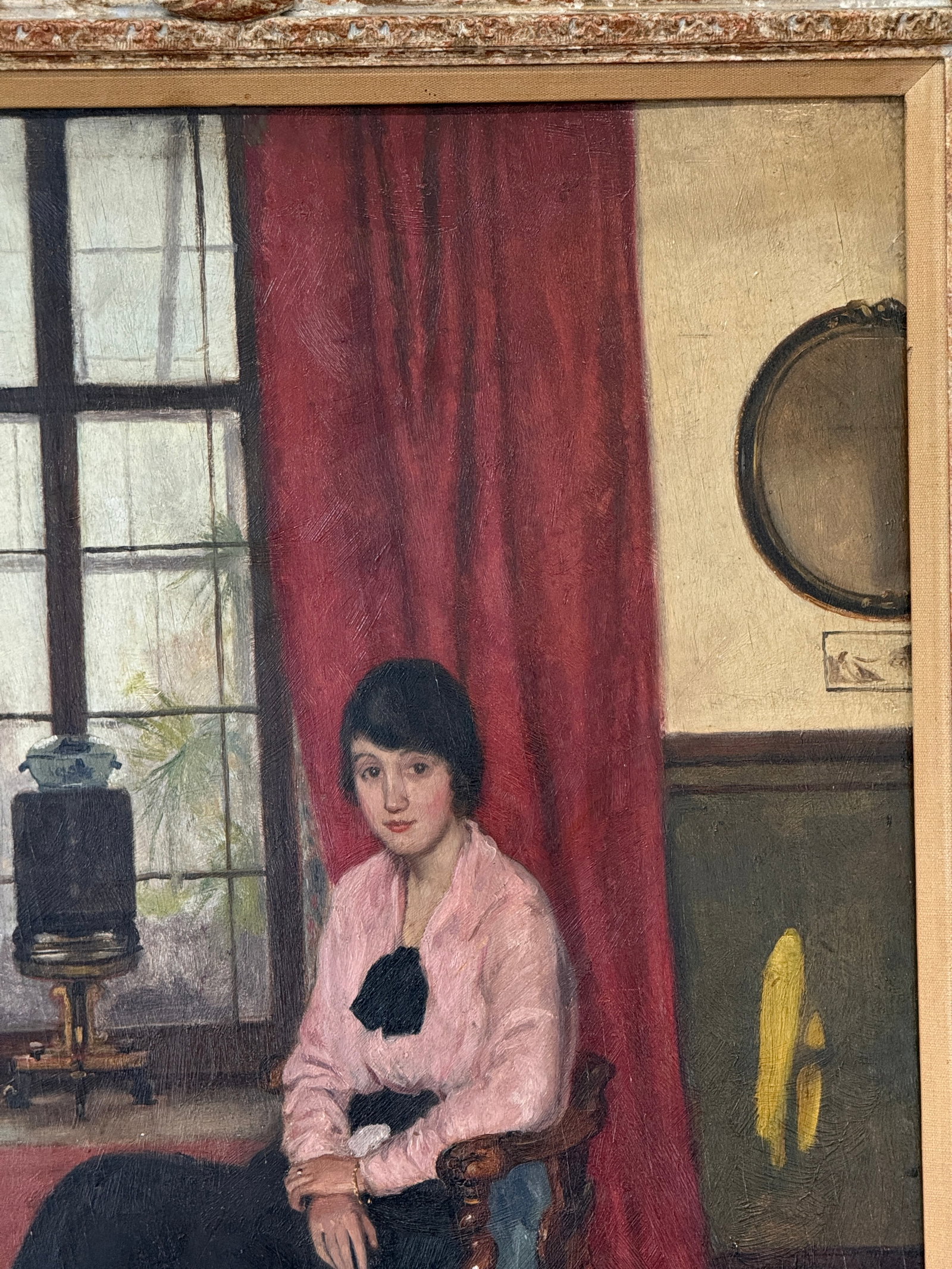 Early 20th Century Oil Portrait of a Young Lady, Dated 1914 - 6