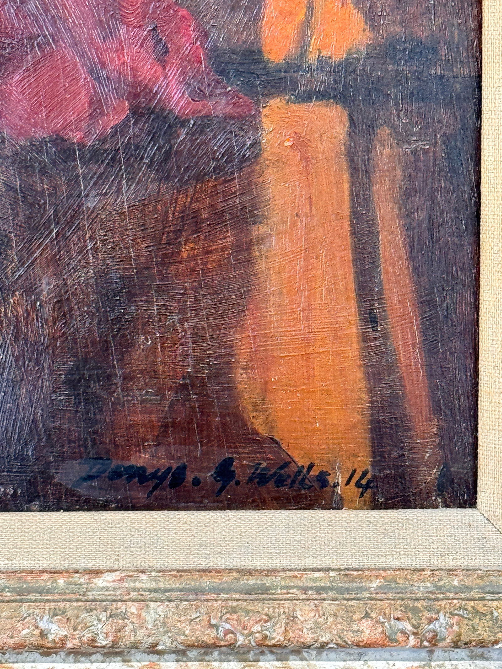 Early 20th Century Oil Portrait of a Young Lady, Dated 1914 - 7
