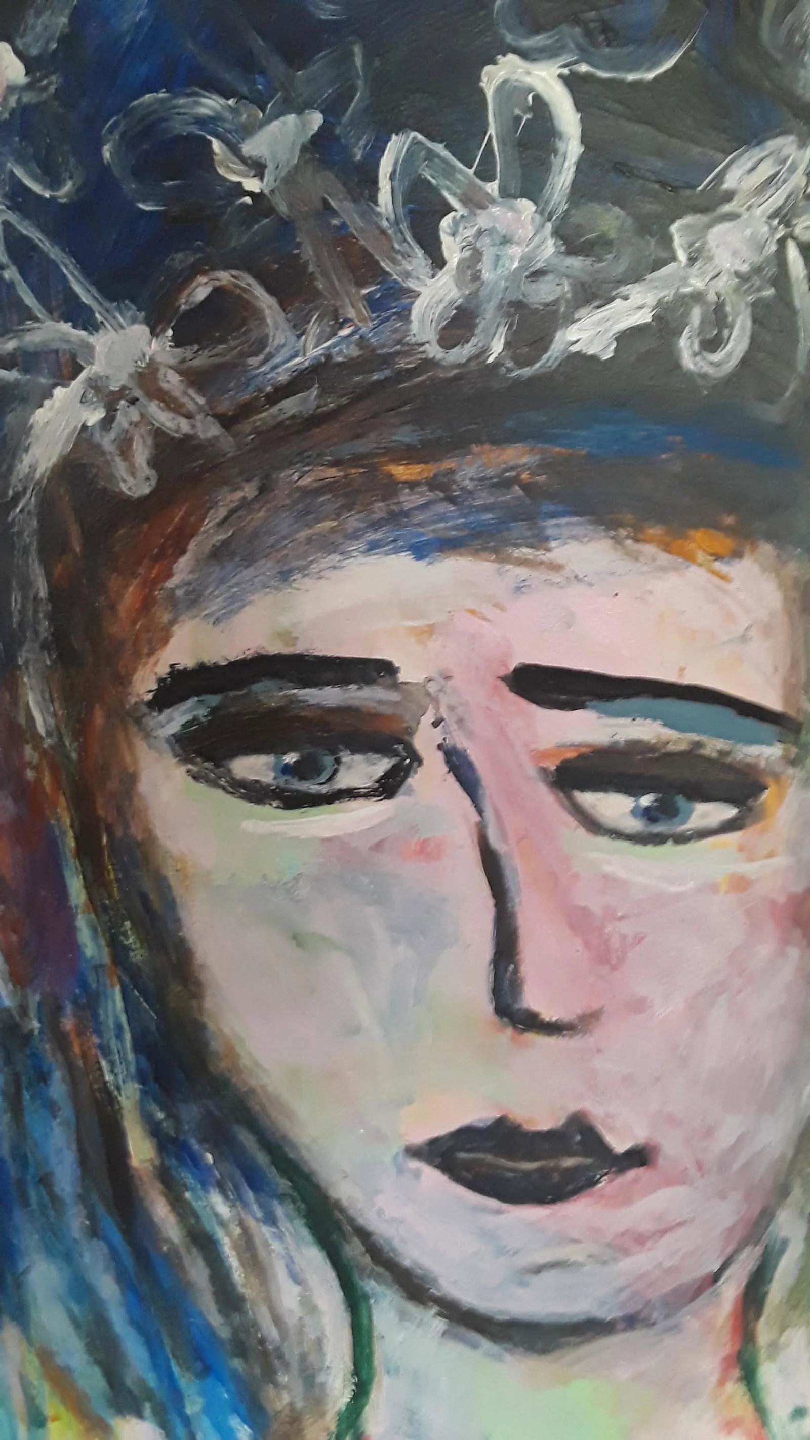The Starry Eyed Girl Contemporary Abstract Figurative Acrylic Painting - 6