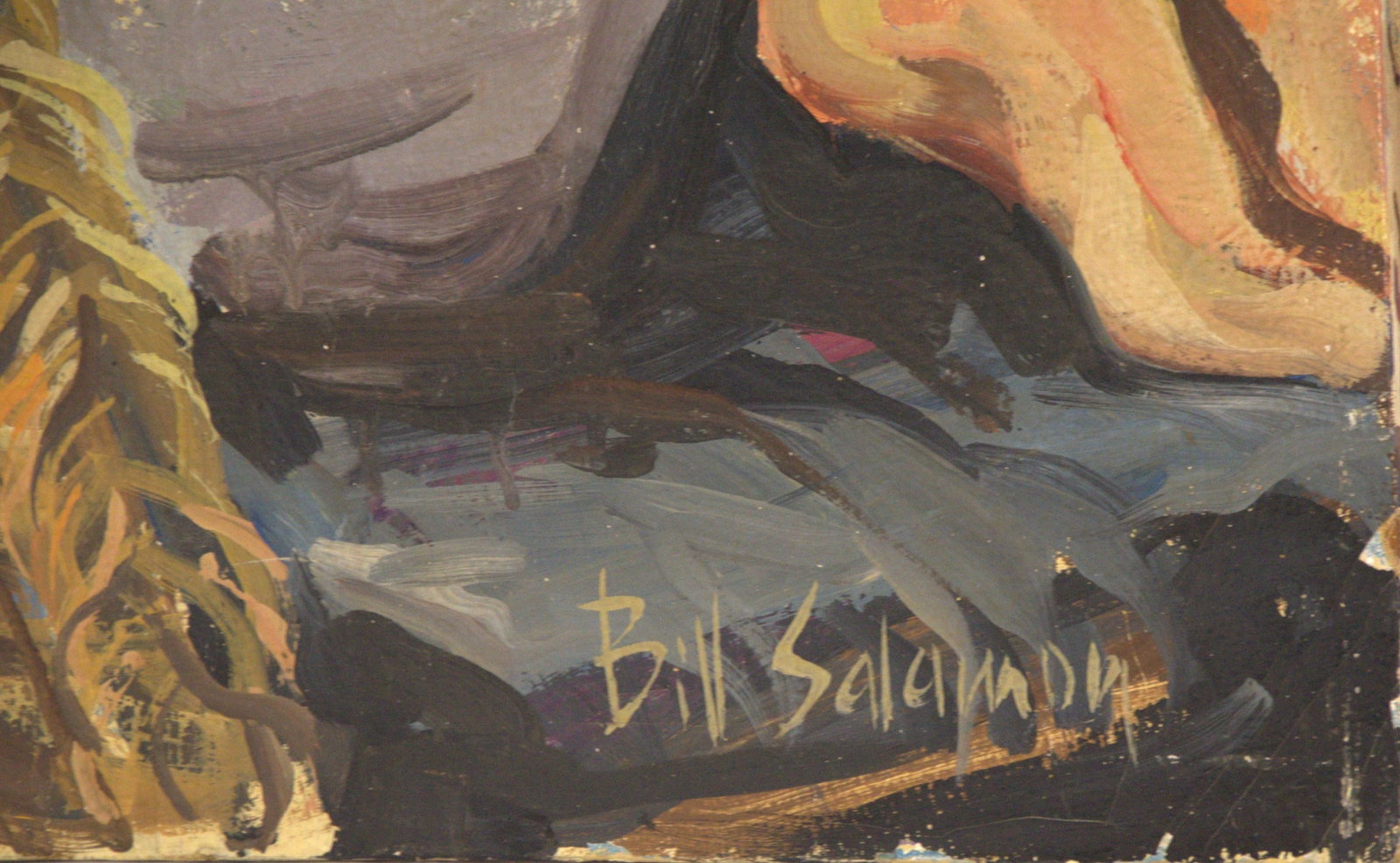 1980s Signed Bill Salamon Figurative Oil Painting of Seated Blonde Woman, 25.5" X 36" - 3