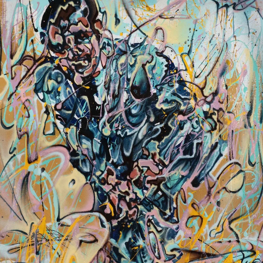 Portrait of Man in Suit Contemporary Modernist Abstract Figurative Oil Painting by Costain - 3