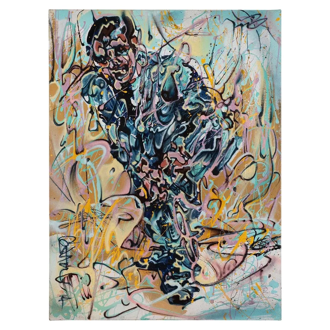 Portrait of Man in Suit Contemporary Modernist Abstract Figurative Oil Painting by Costain - 8