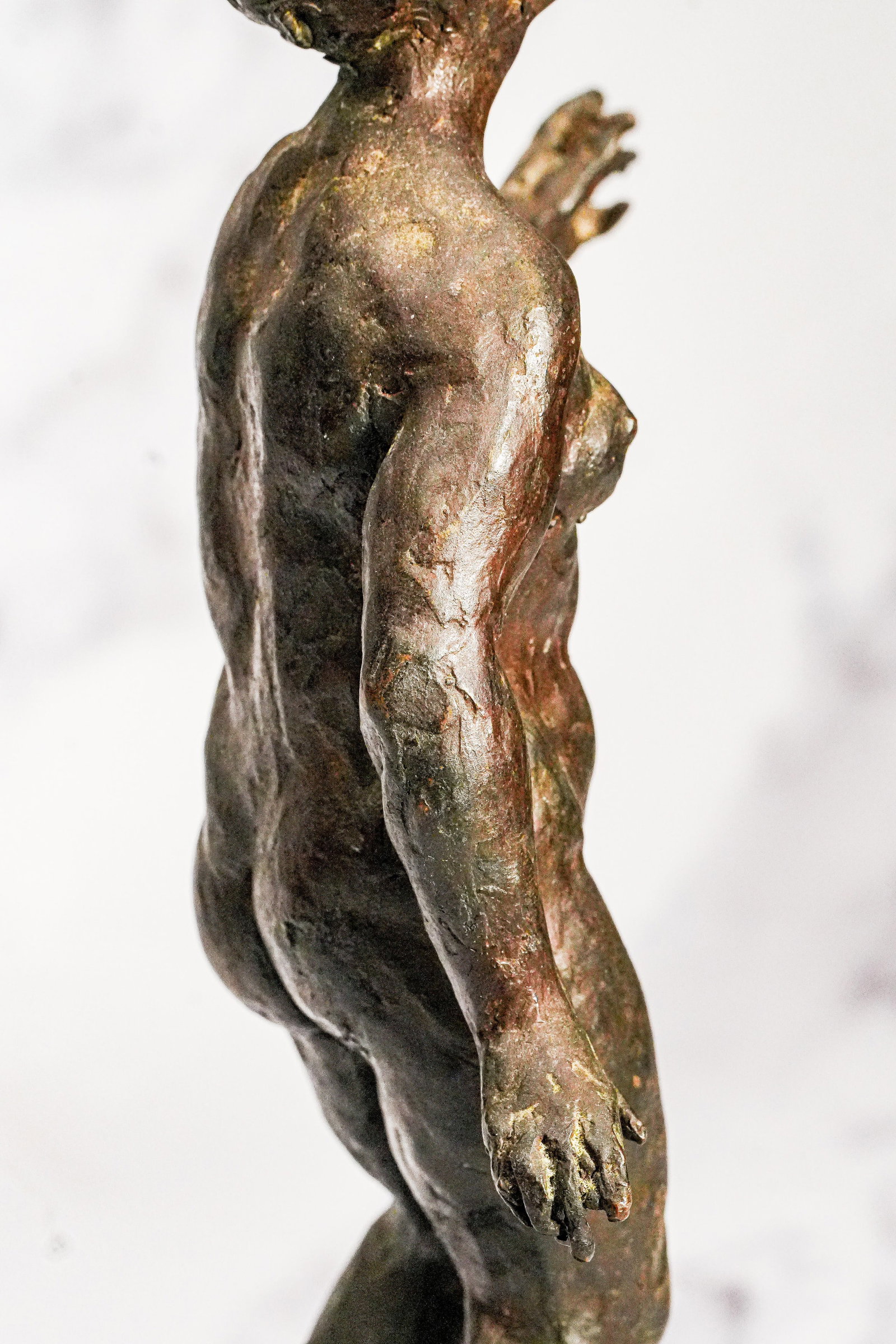 Solid Bronze Female Nude Sculpture on Marble Base Antique Statue - 10