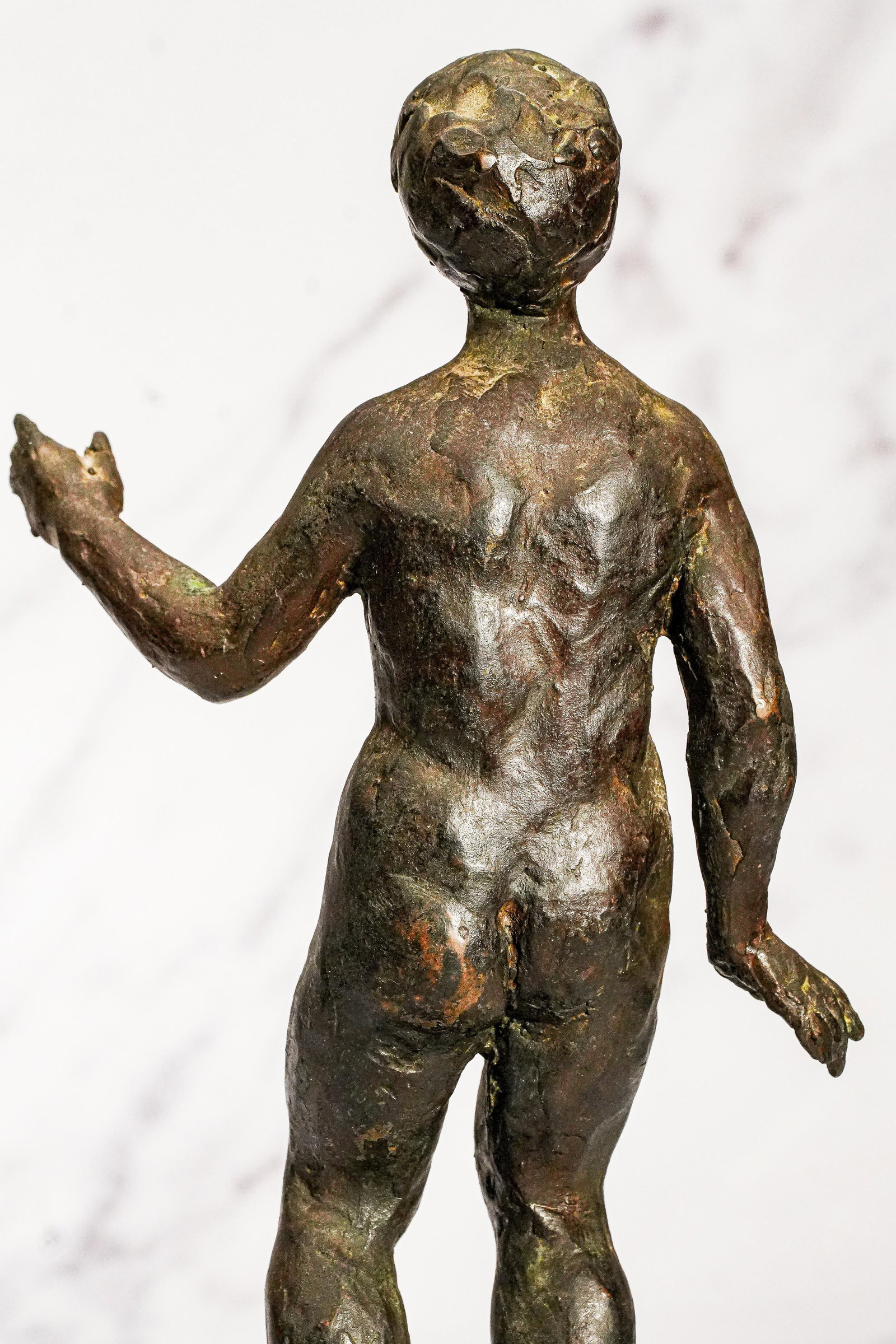 Solid Bronze Female Nude Sculpture on Marble Base Antique Statue - 11