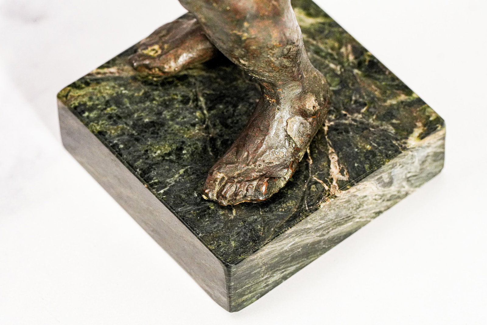 Solid Bronze Female Nude Sculpture on Marble Base Antique Statue - 12