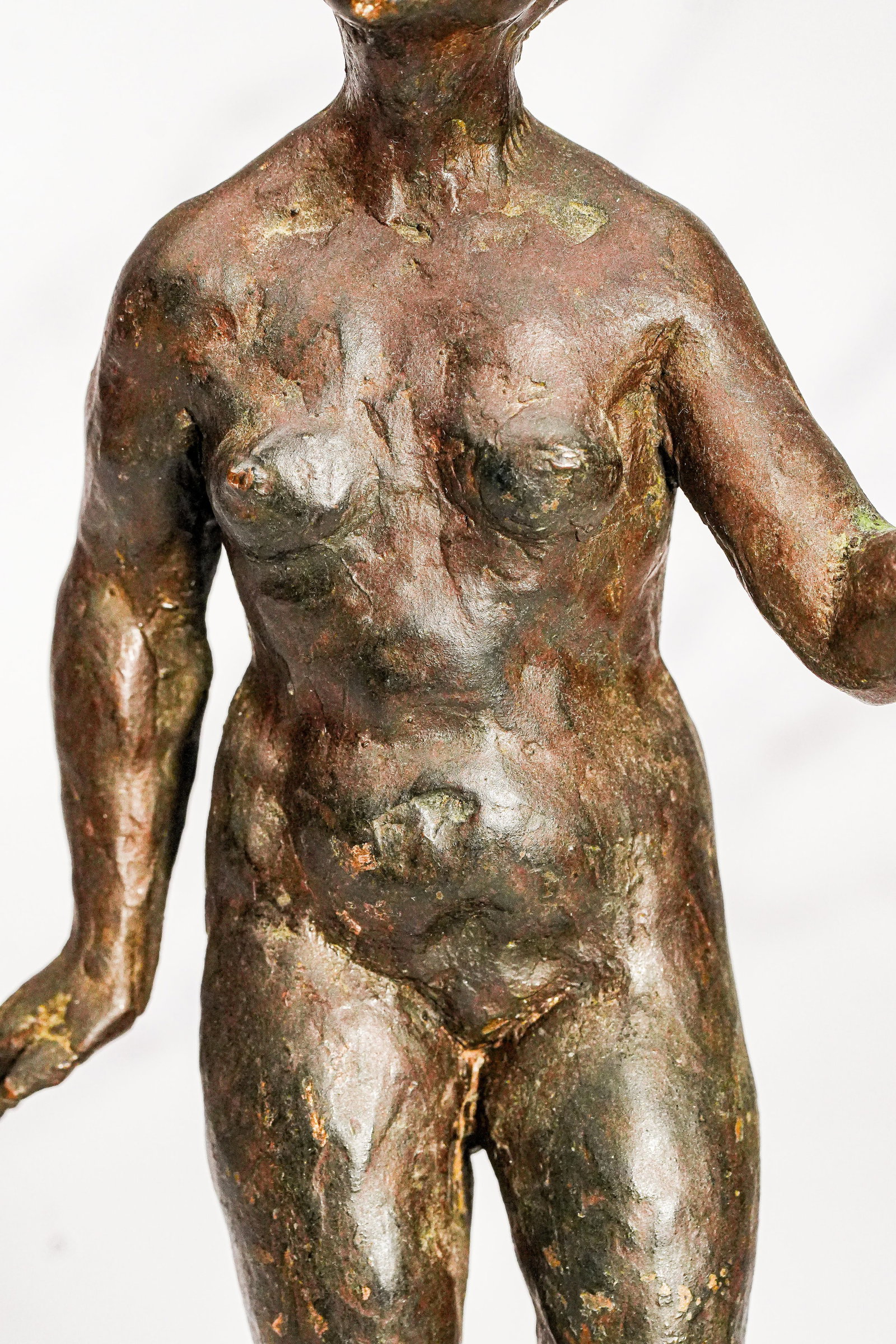 Solid Bronze Female Nude Sculpture on Marble Base Antique Statue - 5