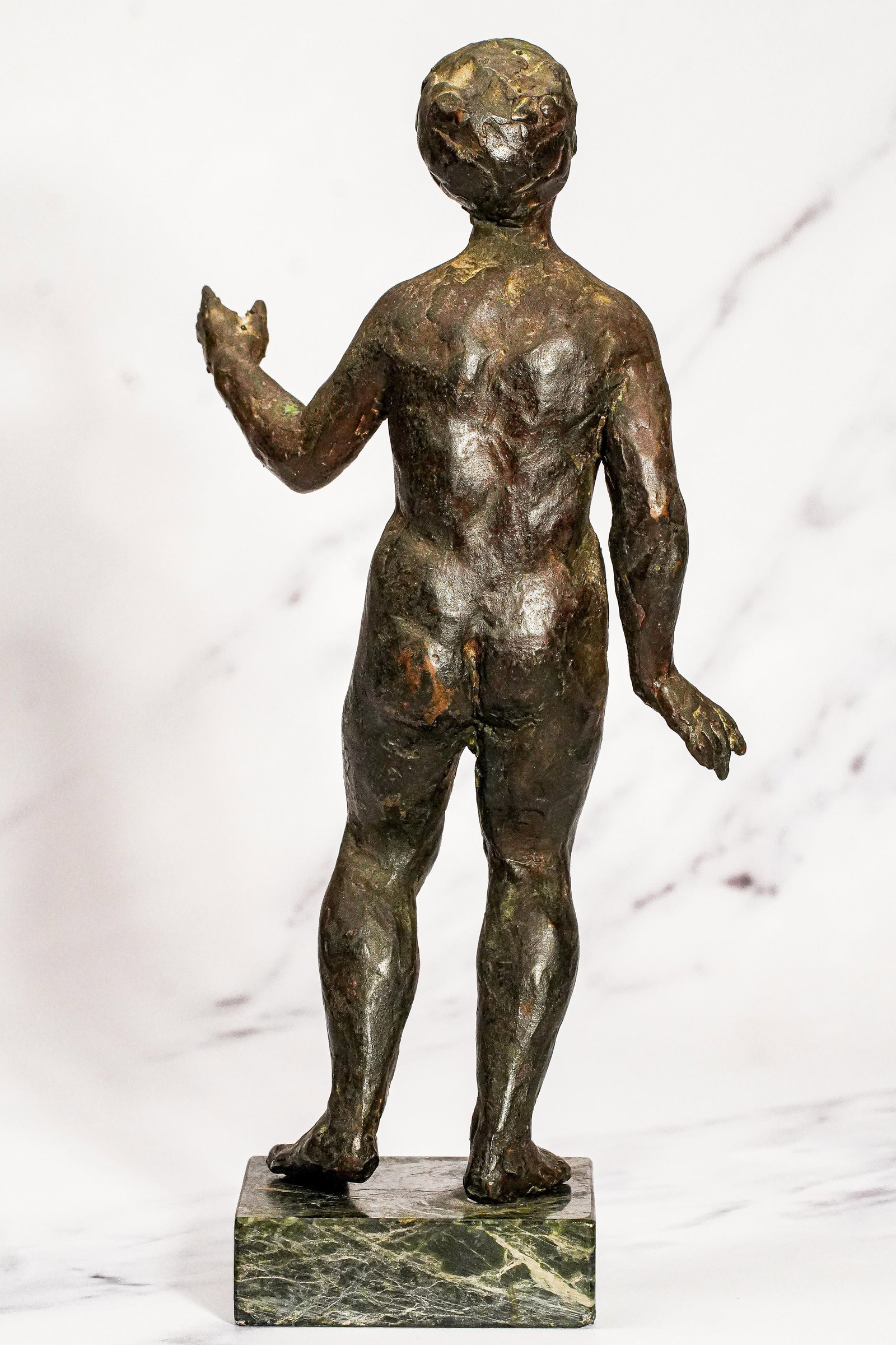 Solid Bronze Female Nude Sculpture on Marble Base Antique Statue - 7