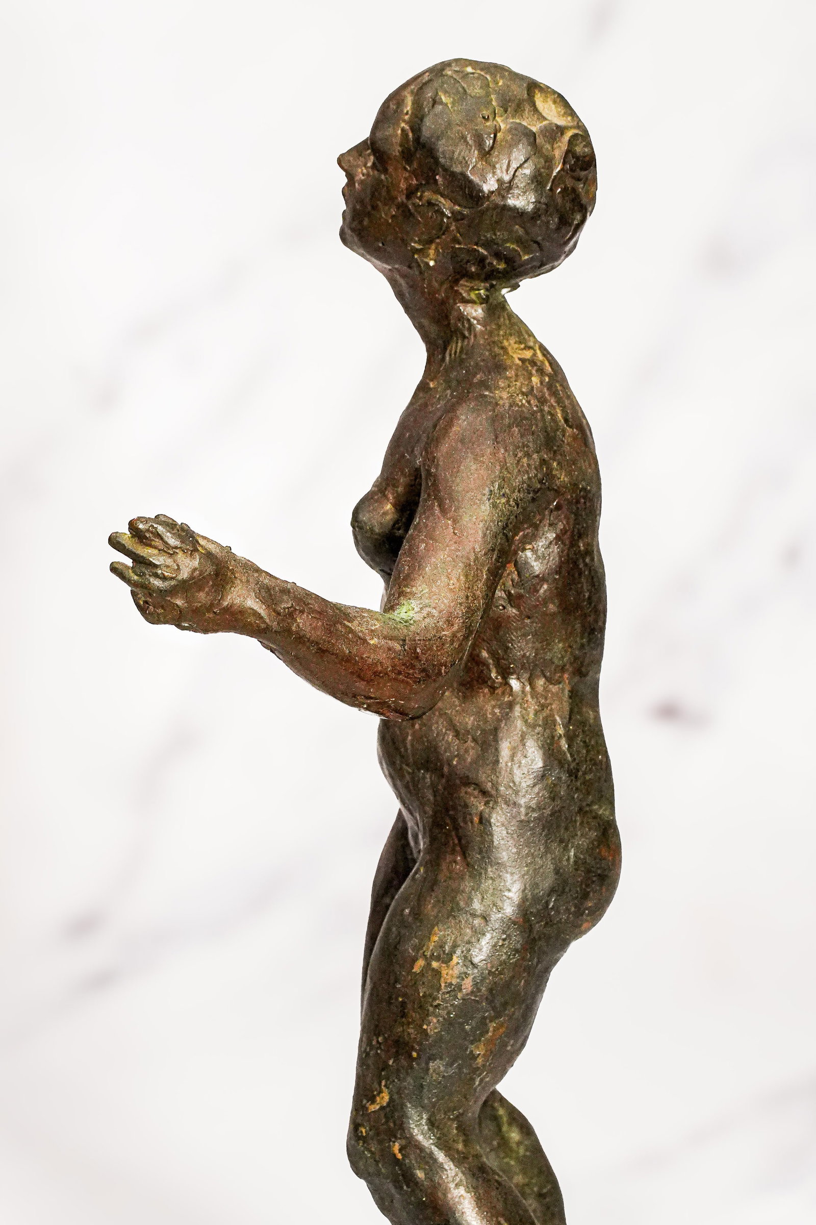 Solid Bronze Female Nude Sculpture on Marble Base Antique Statue - 8