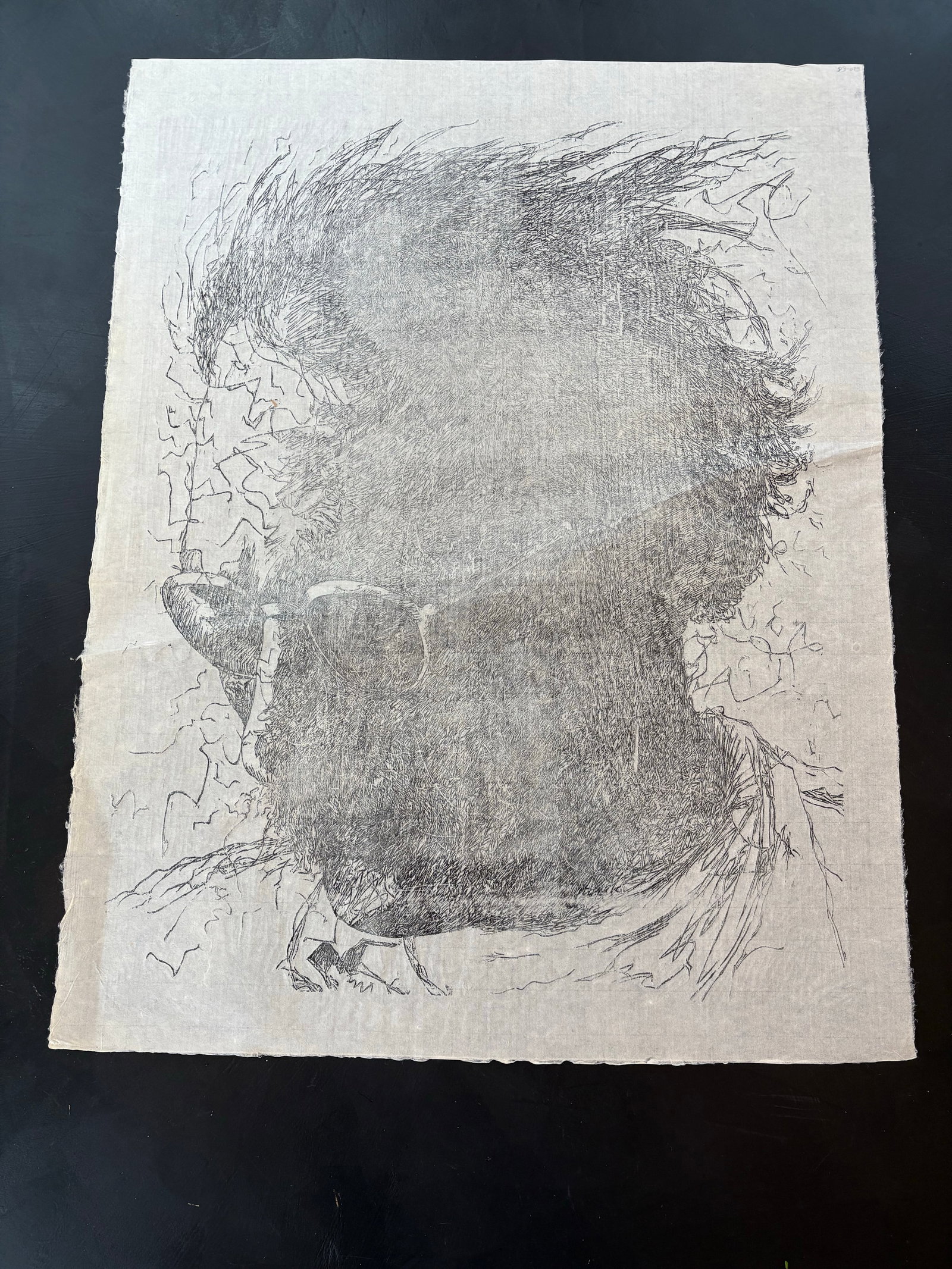 Large Roy Ward Ragle Woodcut Self Portrait 1973 - 5