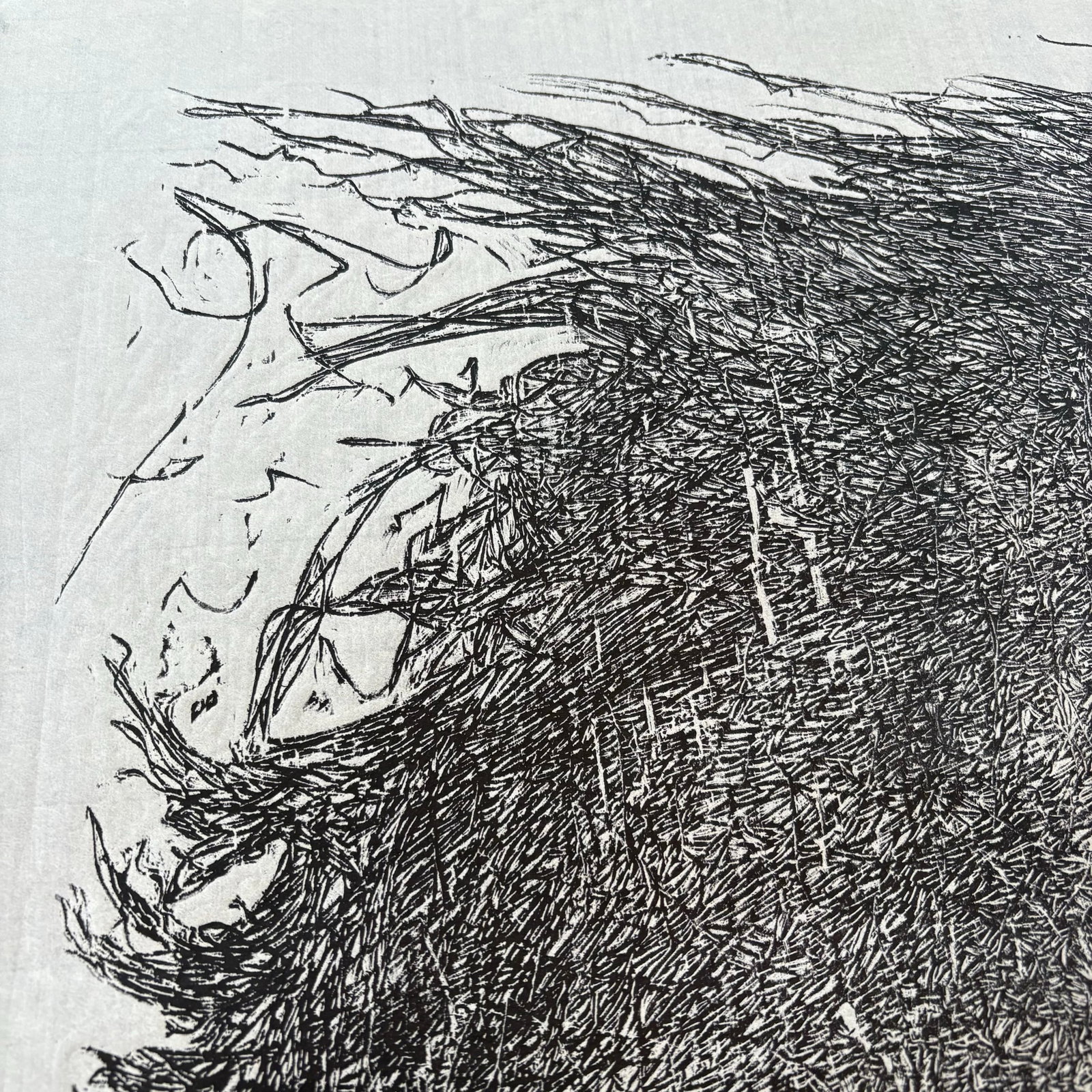 Large Roy Ward Ragle Woodcut Self Portrait 1973 - 8