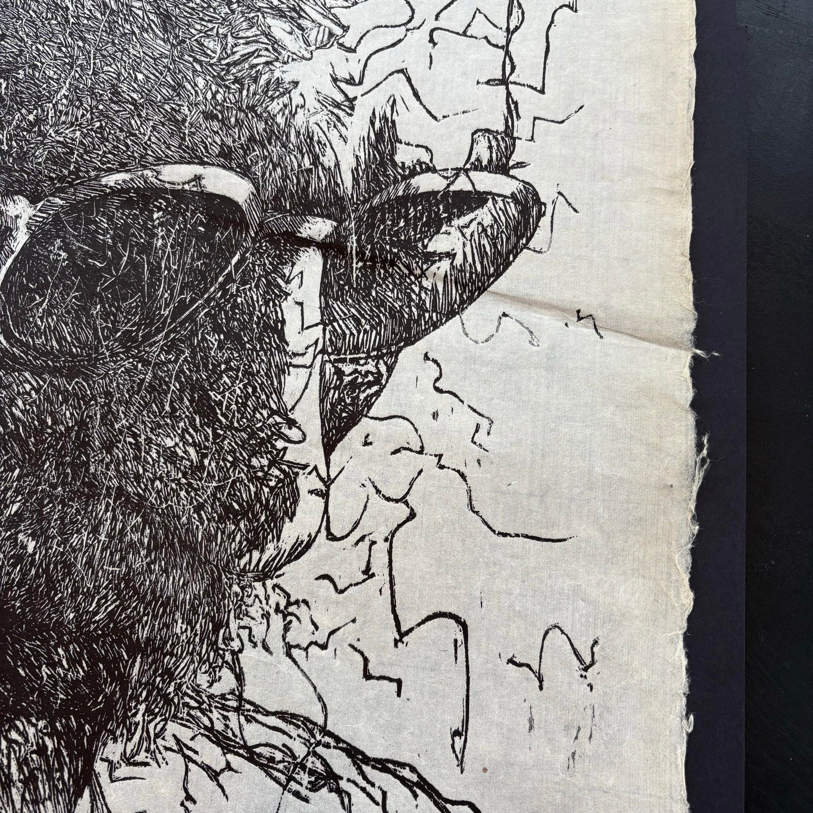 Large Roy Ward Ragle Woodcut Self Portrait 1973 - 9