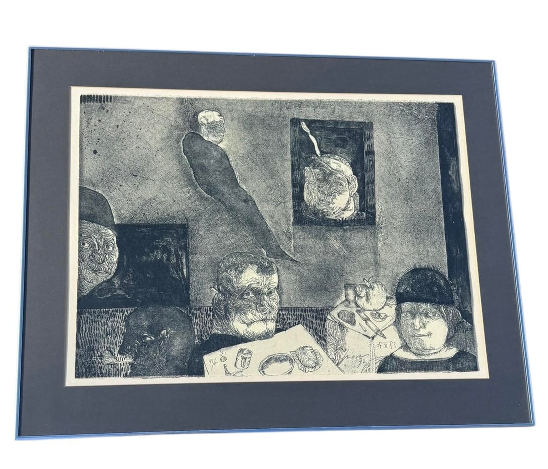 Jose Luis Cuevas (Mexican 1934-2017) "The Poet in the Dining Room," 1972 - 14