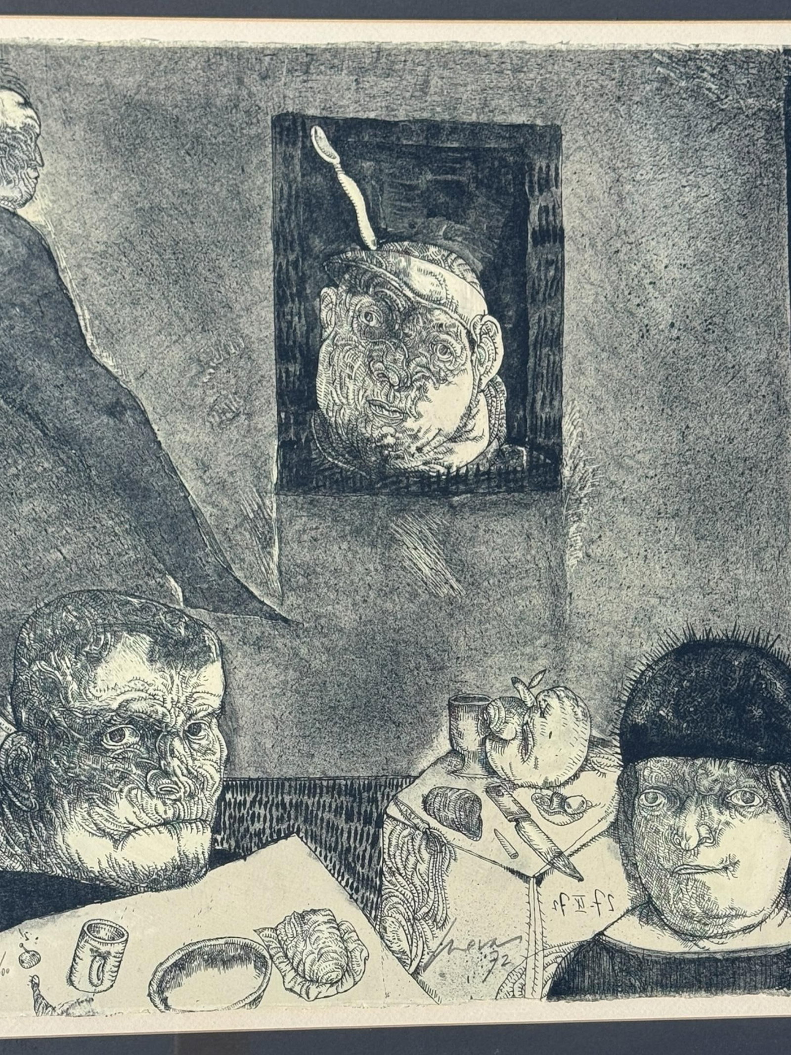 Jose Luis Cuevas (Mexican 1934-2017) "The Poet in the Dining Room," 1972 - 15
