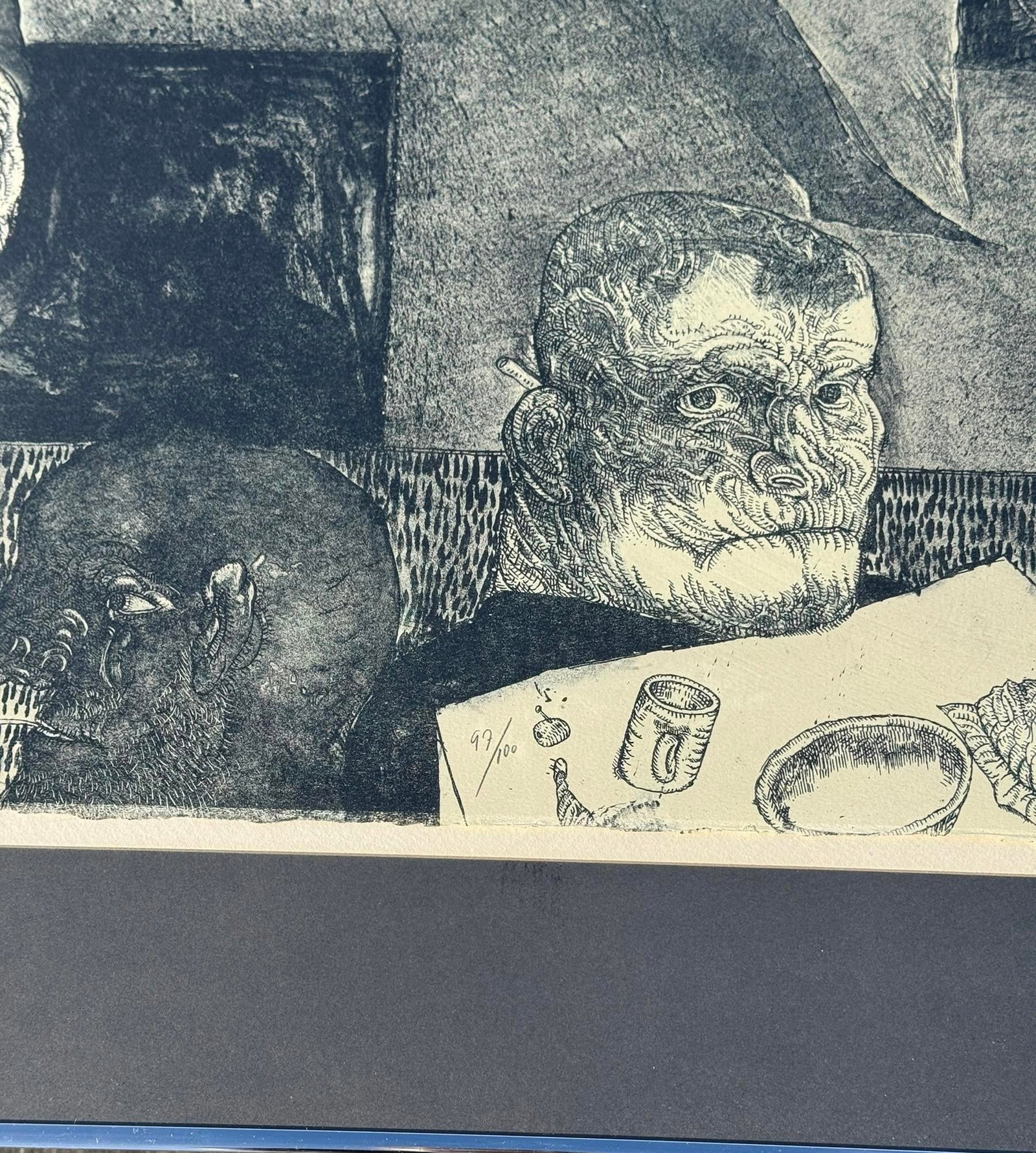 Jose Luis Cuevas (Mexican 1934-2017) "The Poet in the Dining Room," 1972 - 9