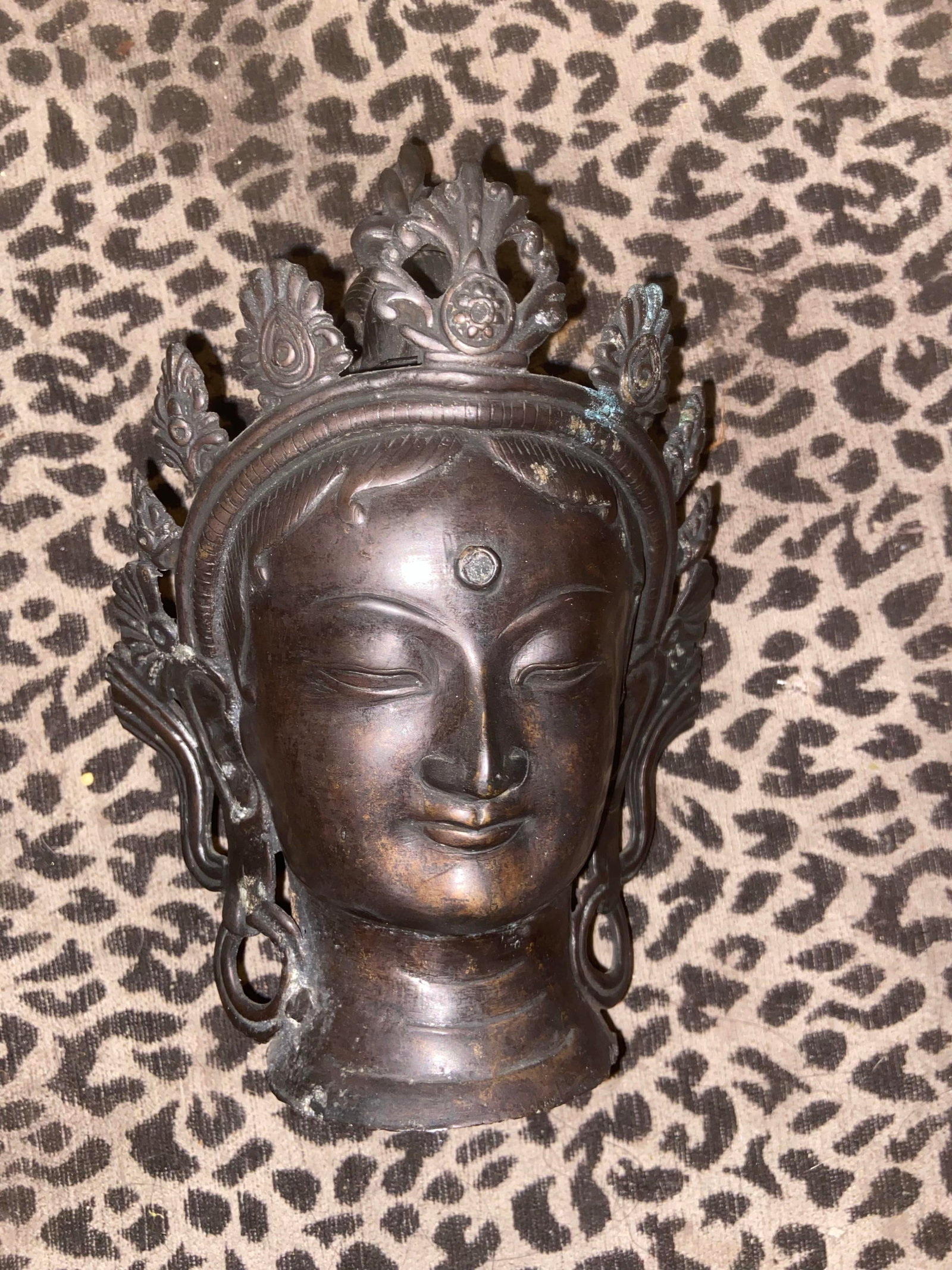 Early 20th Century Tibetan/Nepalese Bronze Bodhisattva Head - Hollow Cast - 10