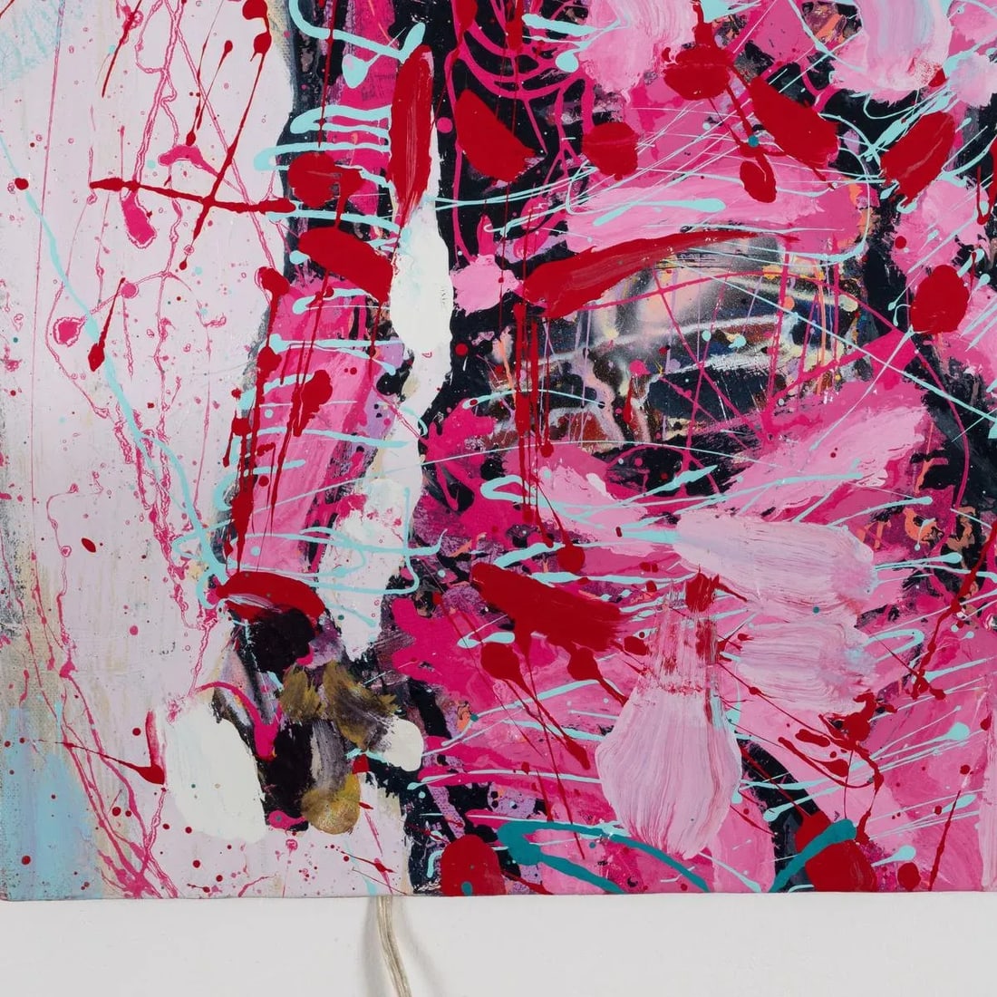 Portrait of a Woman in Pink Contemporary Modernist Abstract Figurative Oil Painting by Costain - 6