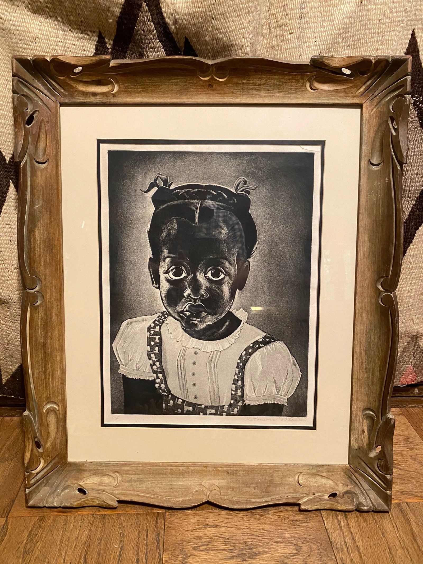 Mid 20th Century Portrait of a Child Lithograph by Loraine Moore, Framed - 4