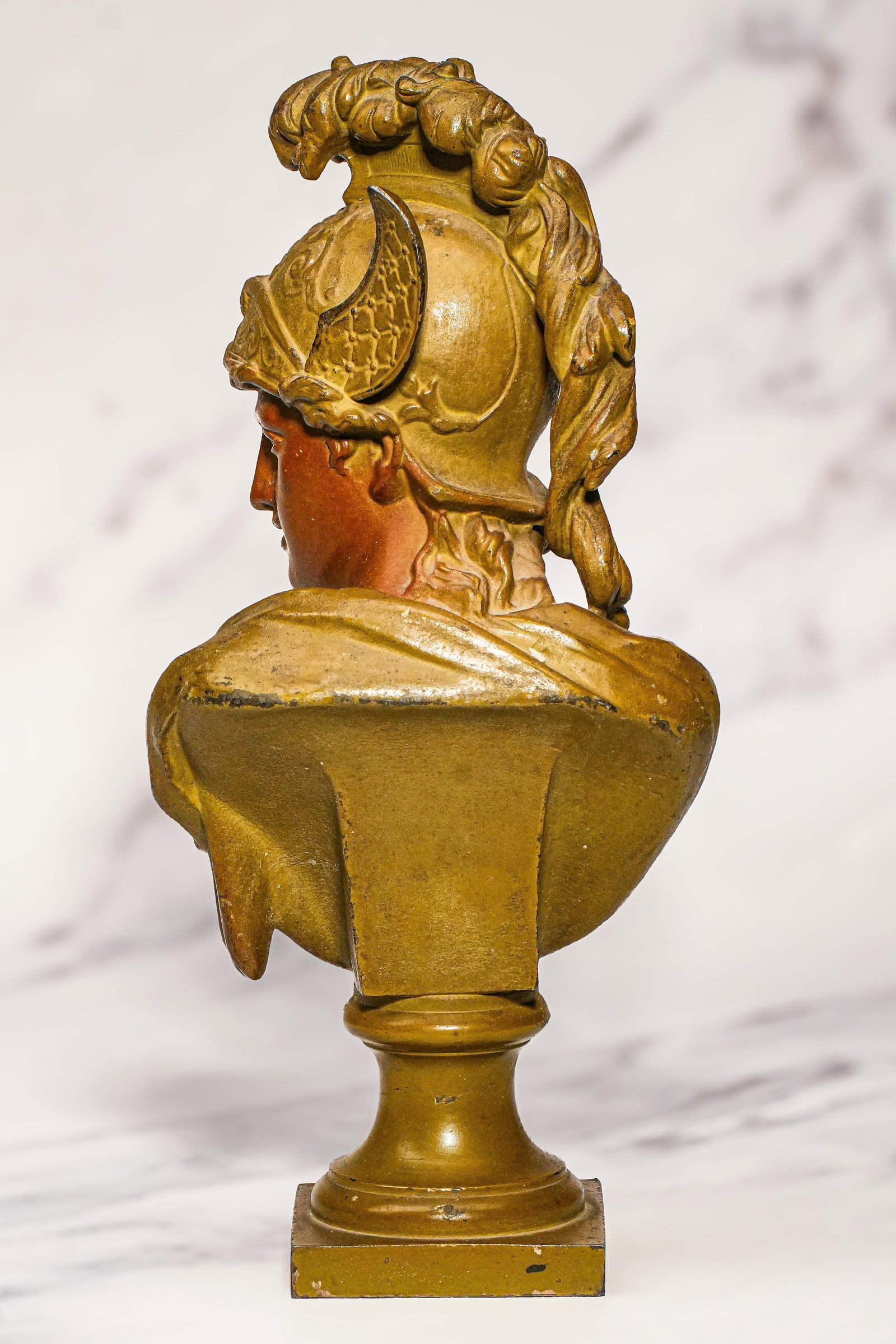Cast Metal Painted Warrior Bust Antique Victorian Statue Sculpture Home Decor Grand Tour Style - 10