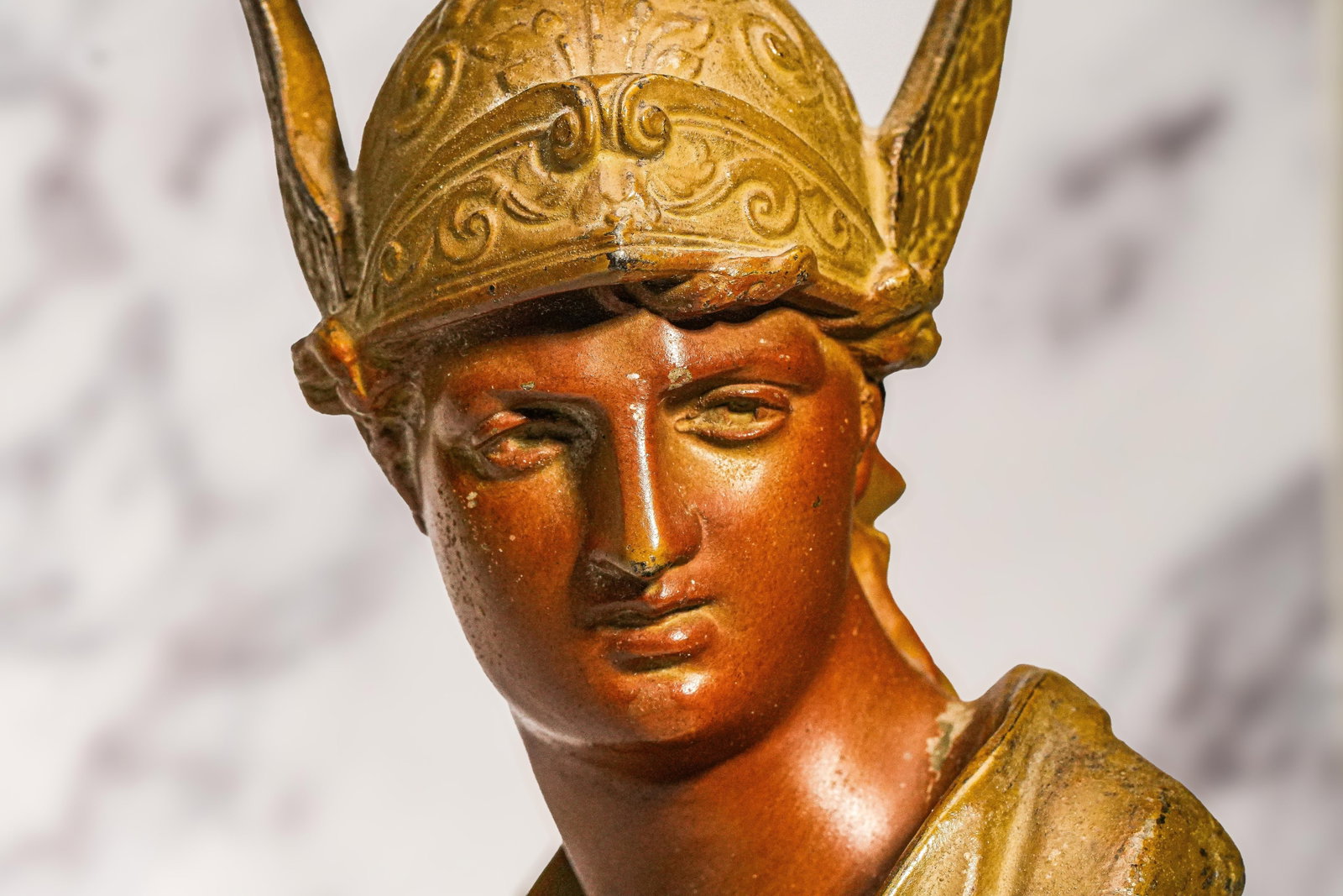Cast Metal Painted Warrior Bust Antique Victorian Statue Sculpture Home Decor Grand Tour Style - 4