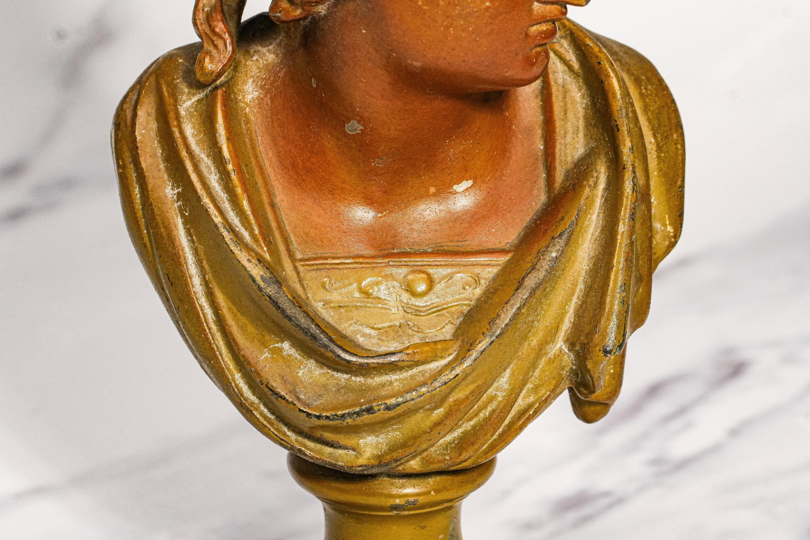 Cast Metal Painted Warrior Bust Antique Victorian Statue Sculpture Home Decor Grand Tour Style - 7