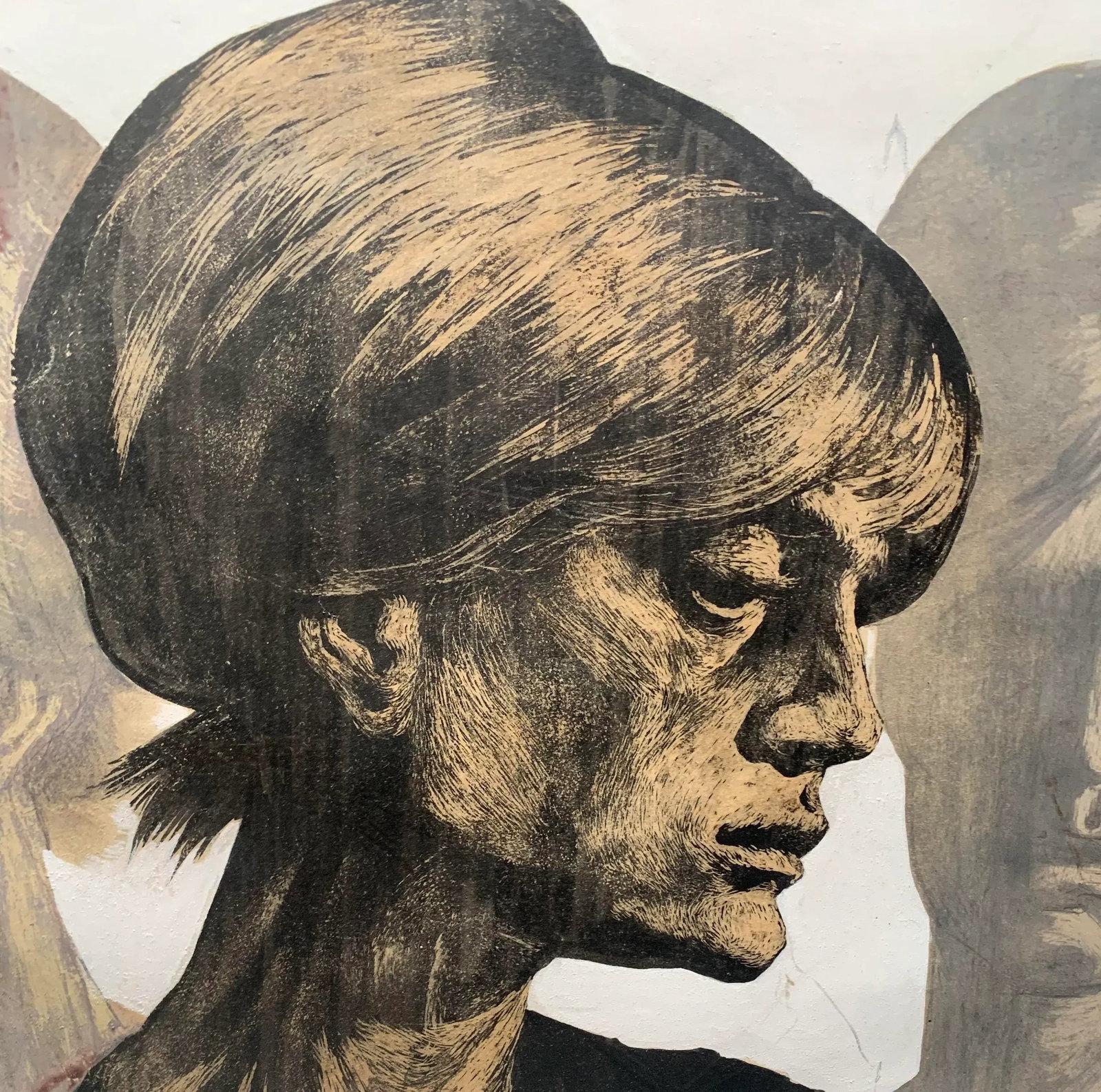 1966 "Three Women Portrait" Spanish School Mixed-Media Painting by Francisco Garcia Gomez, Framed - 4