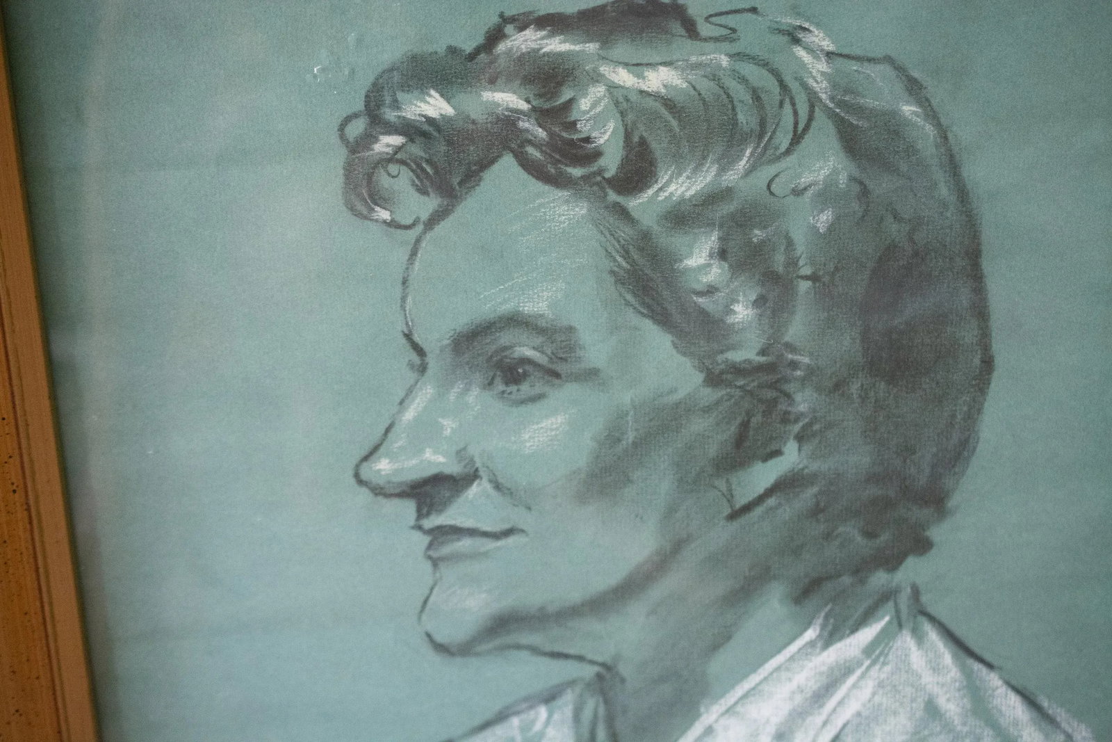 Mid 20th Century Portrait of a Woman Mixed-Media Drawing, Framed - 3