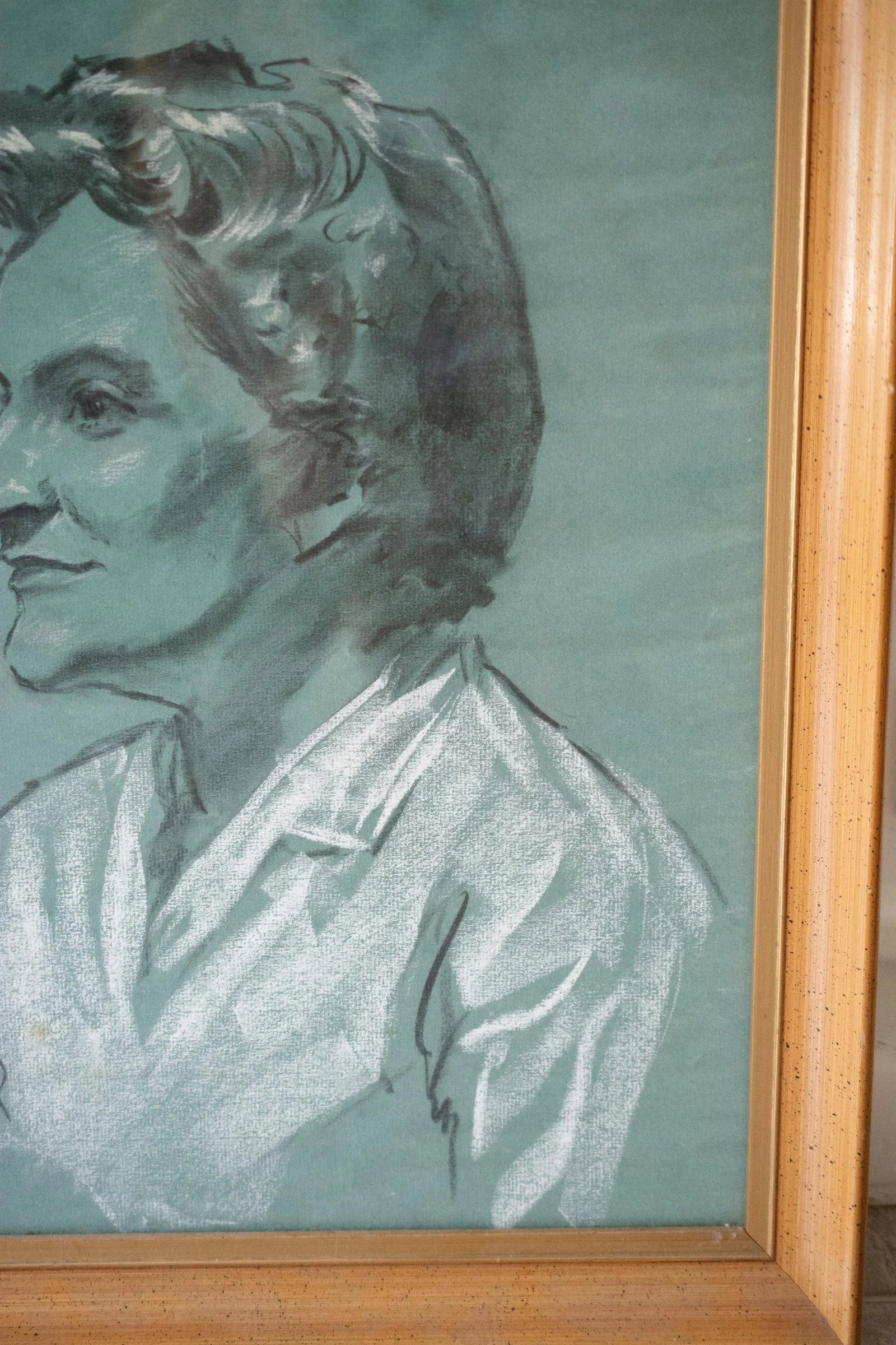 Mid 20th Century Portrait of a Woman Mixed-Media Drawing, Framed - 6