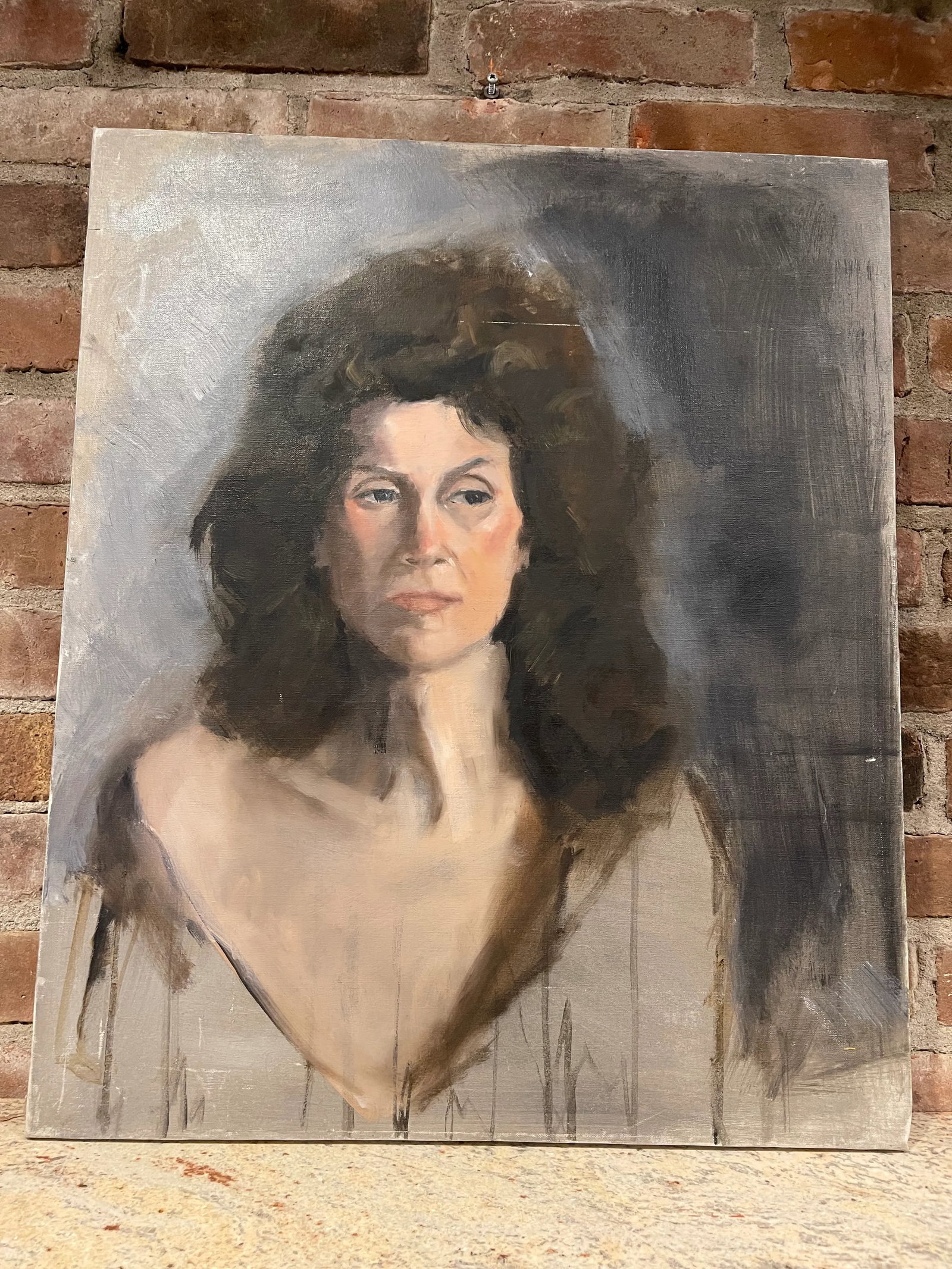 Mid 20th Century Portrait Oil Painting of a Woman - 6