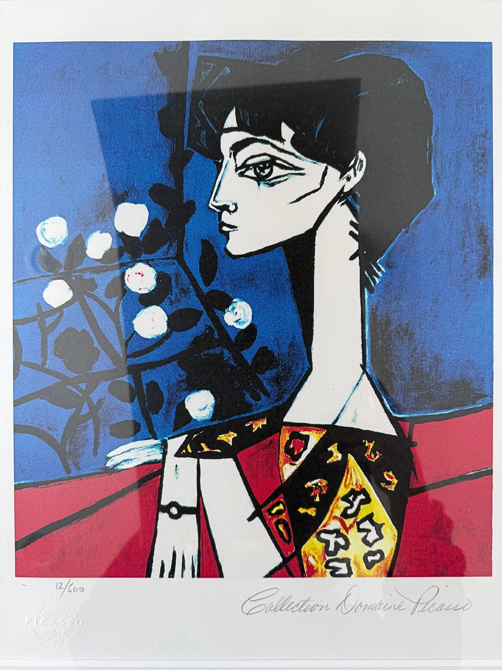 1950s Estate Signed Picasso Giclee Print #12, Portrait of Jacqueline Roque With Flowers - 2
